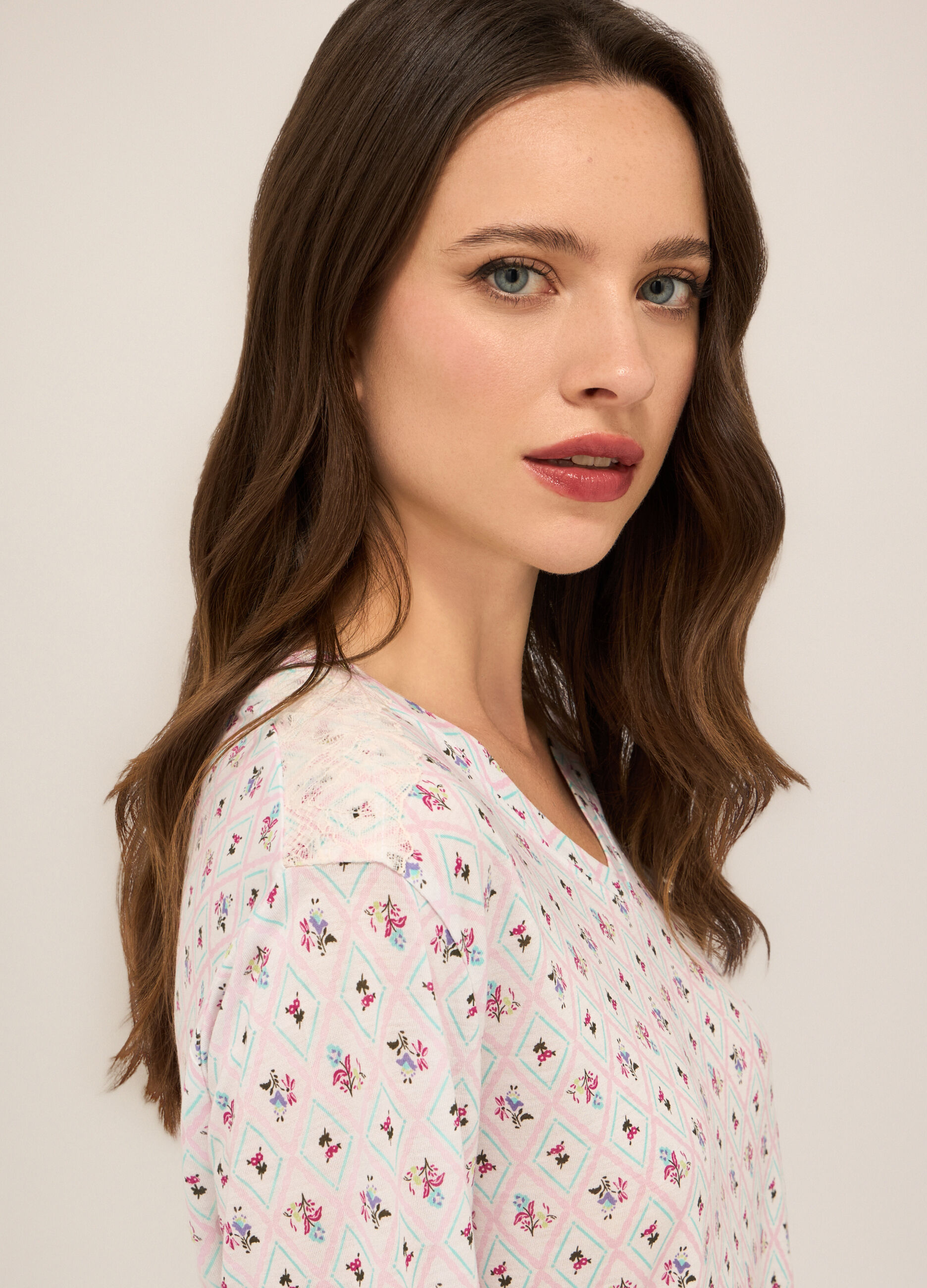 Set pigiama lungo in pura viscosa donna