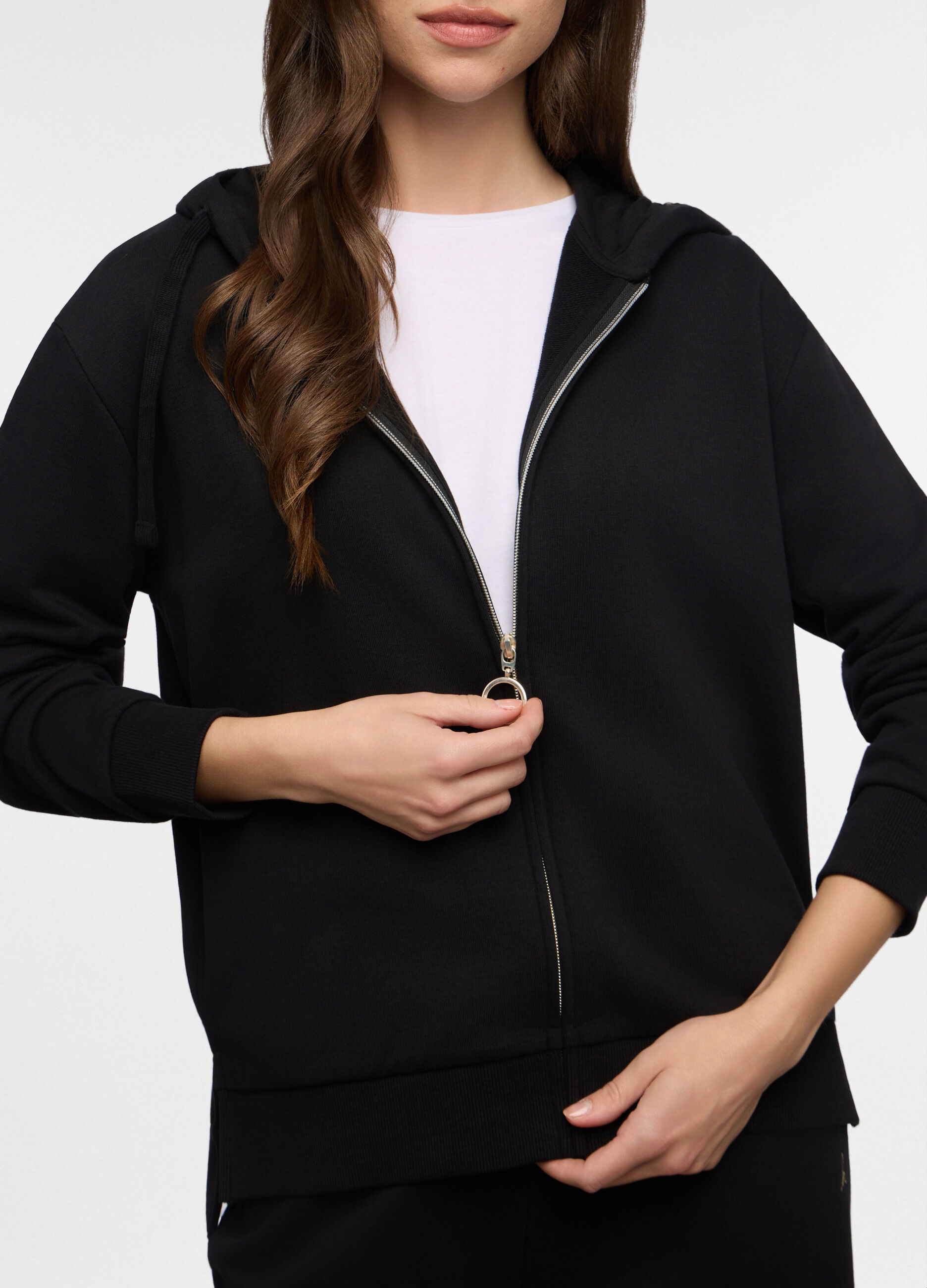 Felpa con cappuccio in french terry donna_2