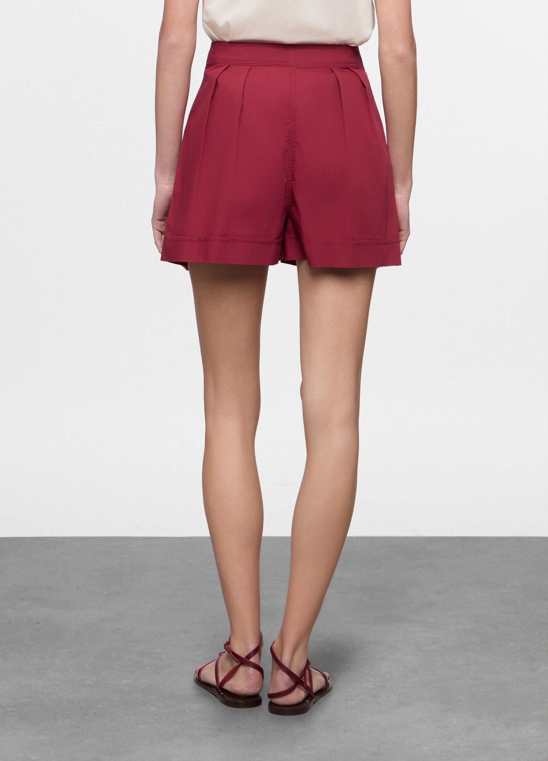 Shorts fit regular in popeline di puro cotone donna_1