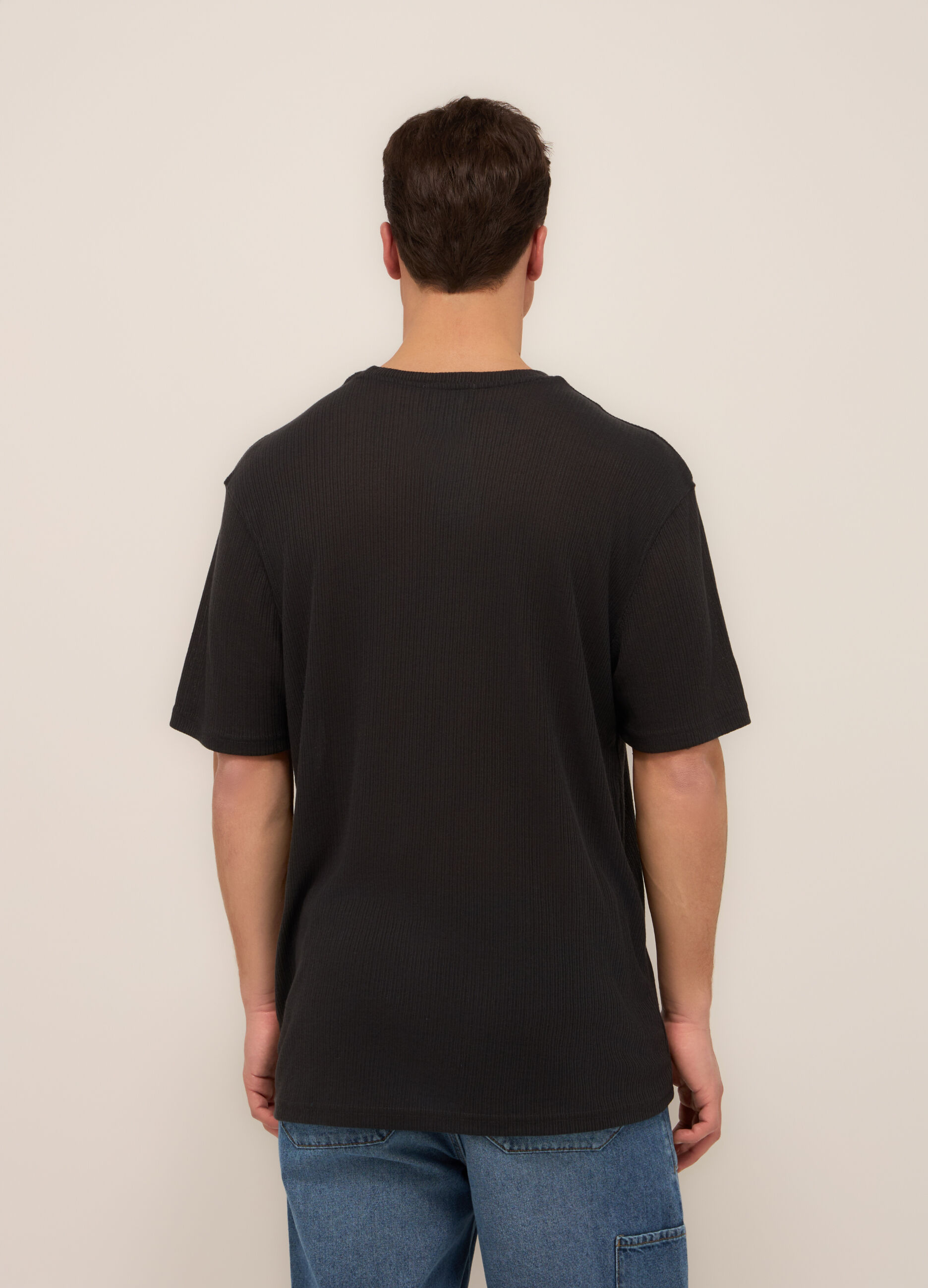 T-shirt girocollo a costine uomo_1