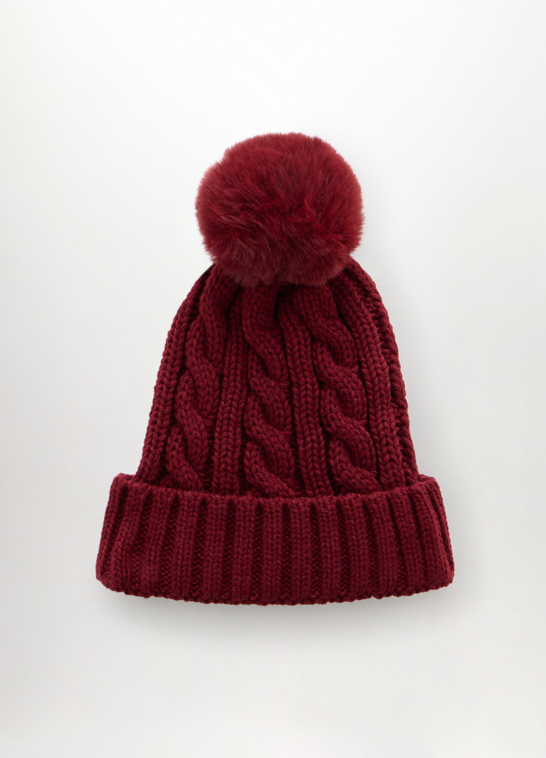 Berretto tricot con pon pom donna_0