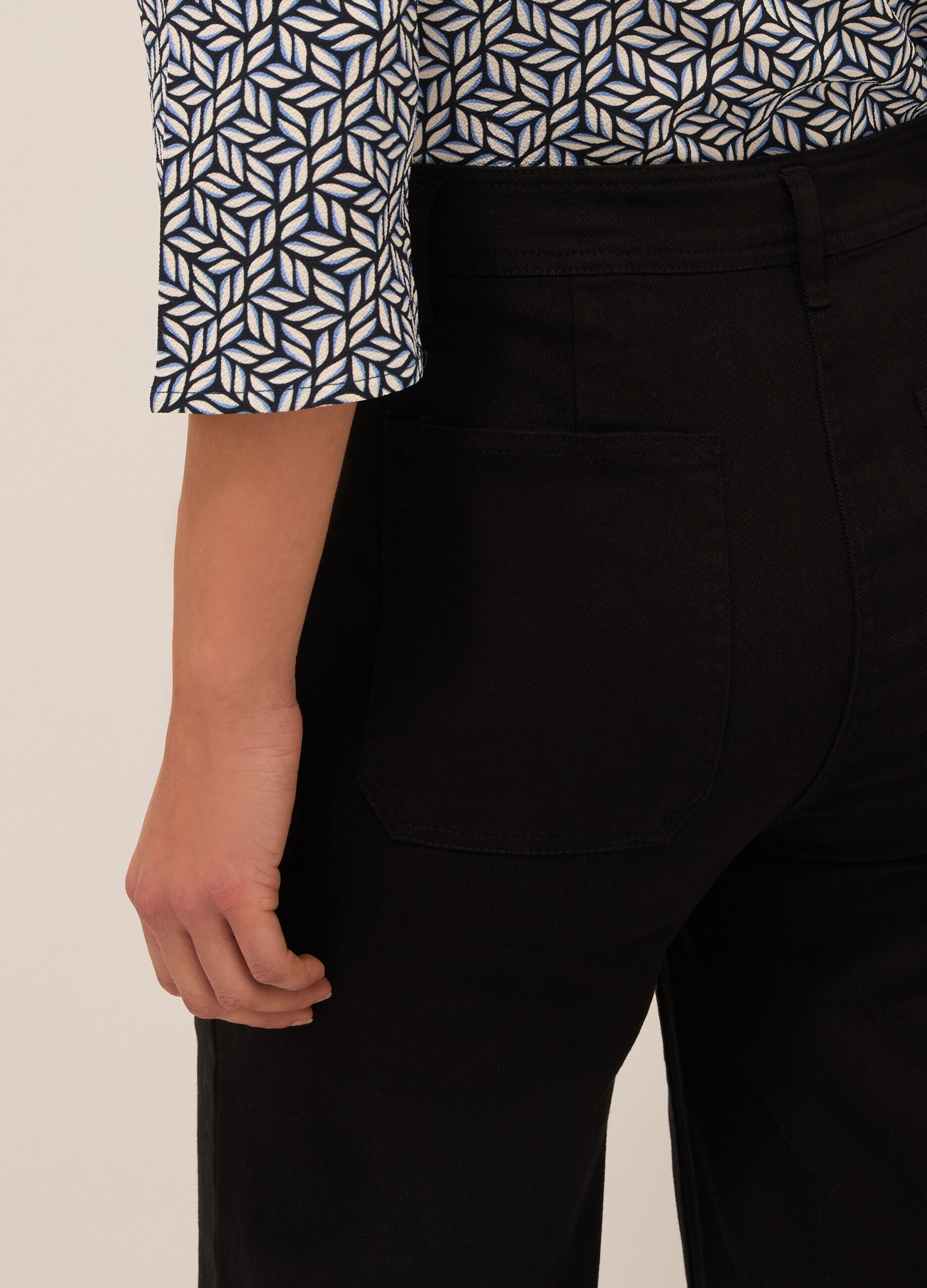 Pantaloni in stretch denim wide leg donna_2