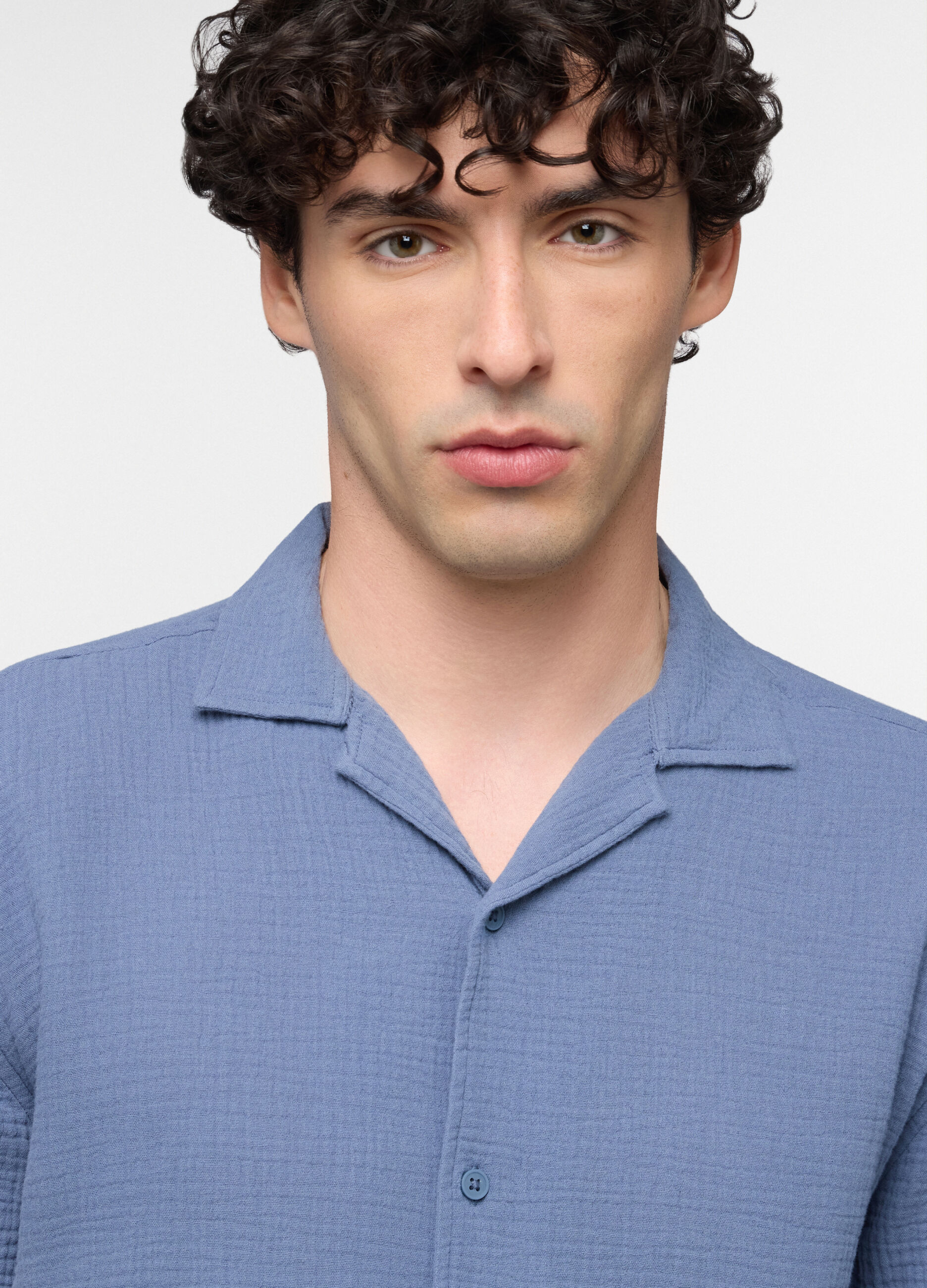 Camicia a maniche corte in seersucker di cotone uomo_2