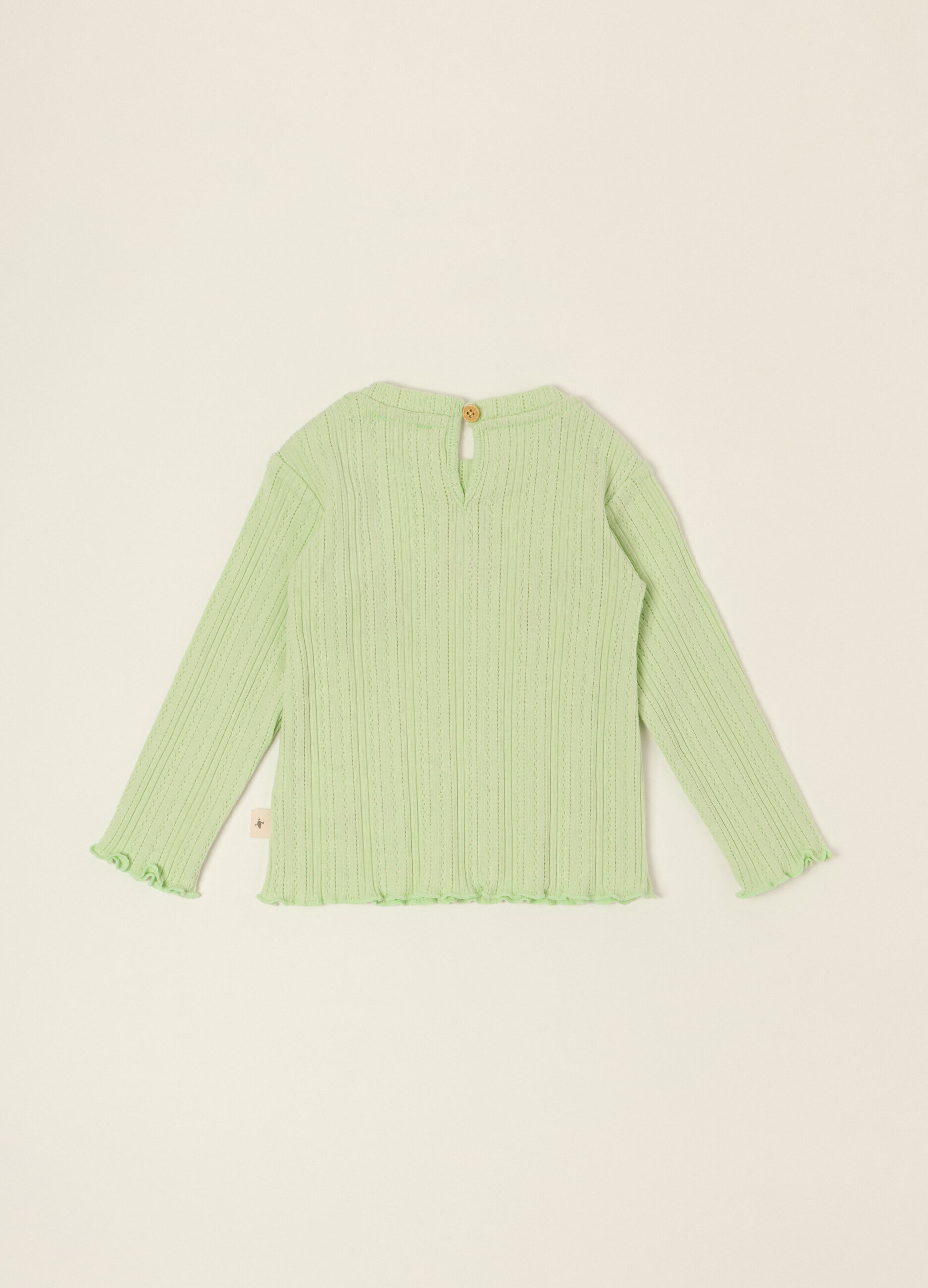 Maglia a maniche lunghe verde in misto cotone_1
