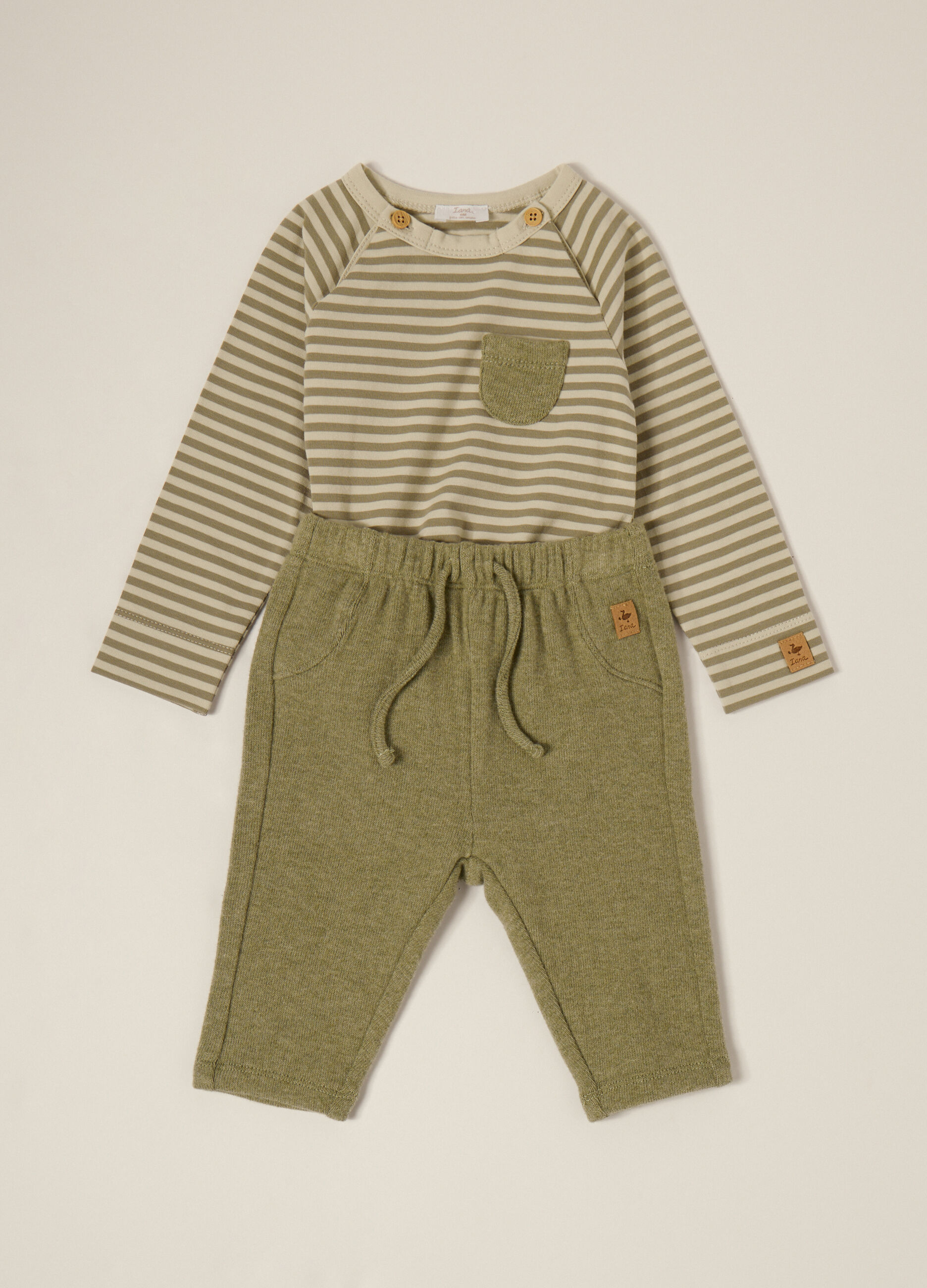 Set verde in misto cotone per neonata_1