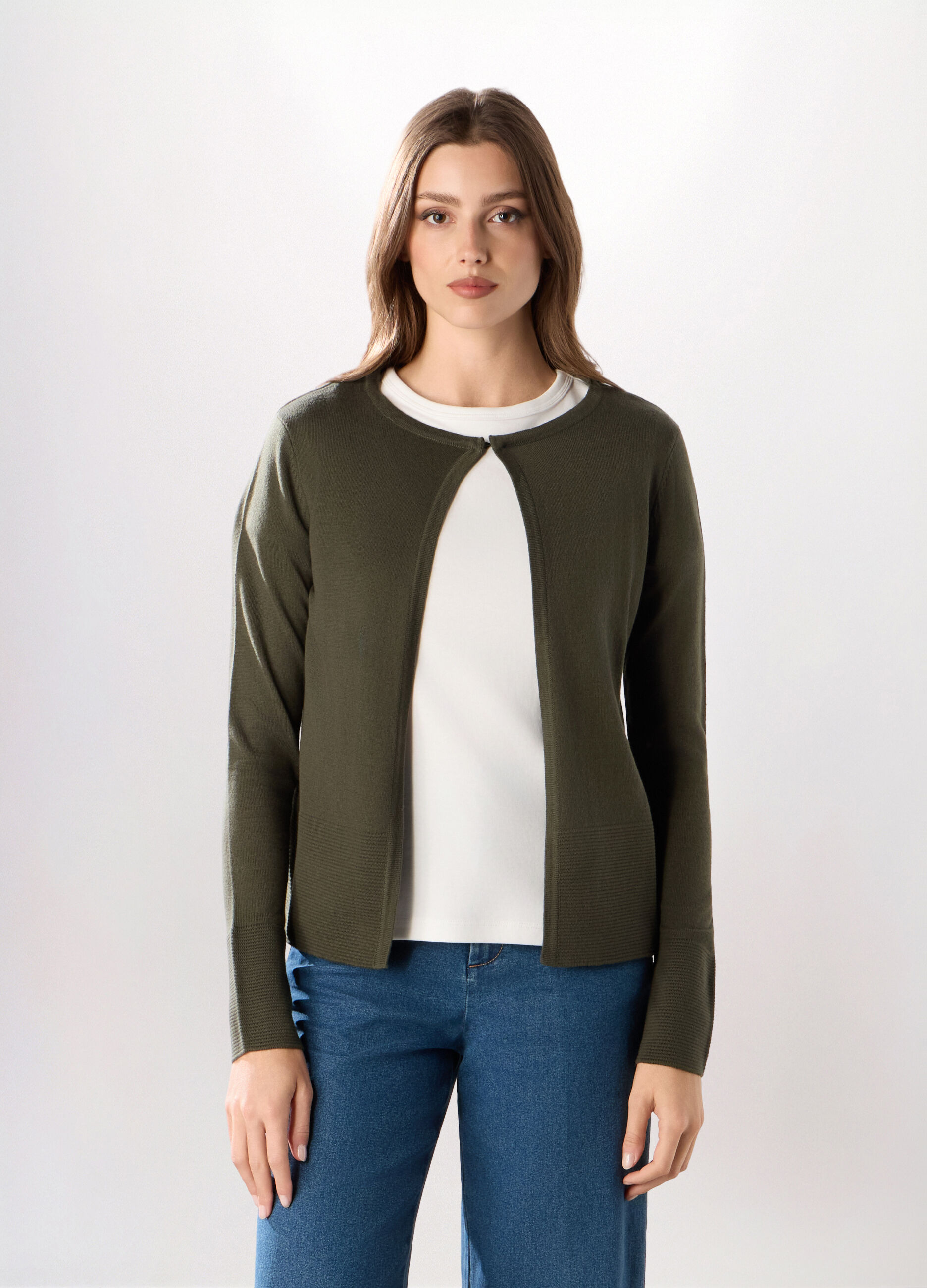 Cardigan tricot misto cotone donna_0