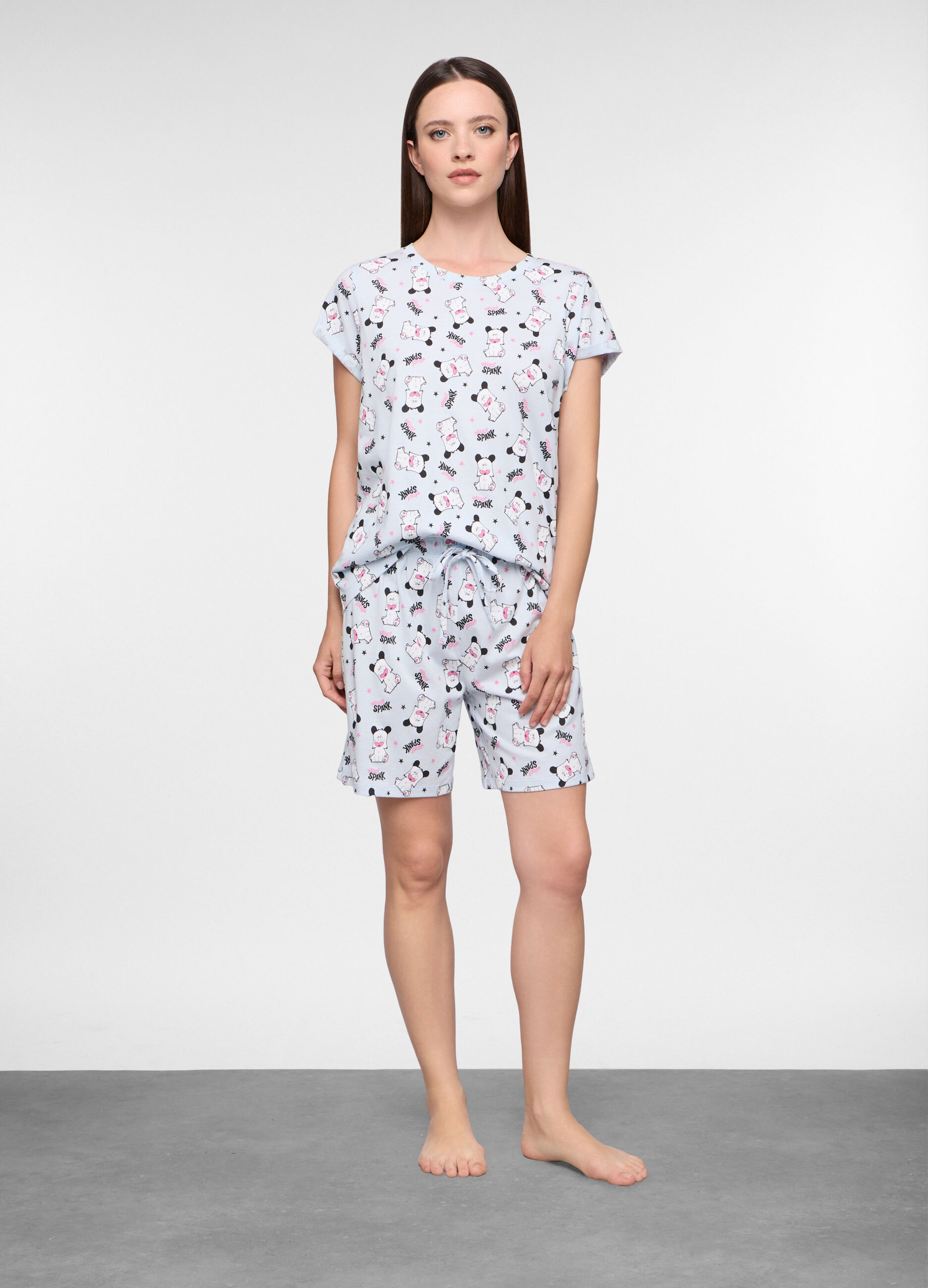 Set pigiama corto Hello Spank in jersey di puro cotone donna_0