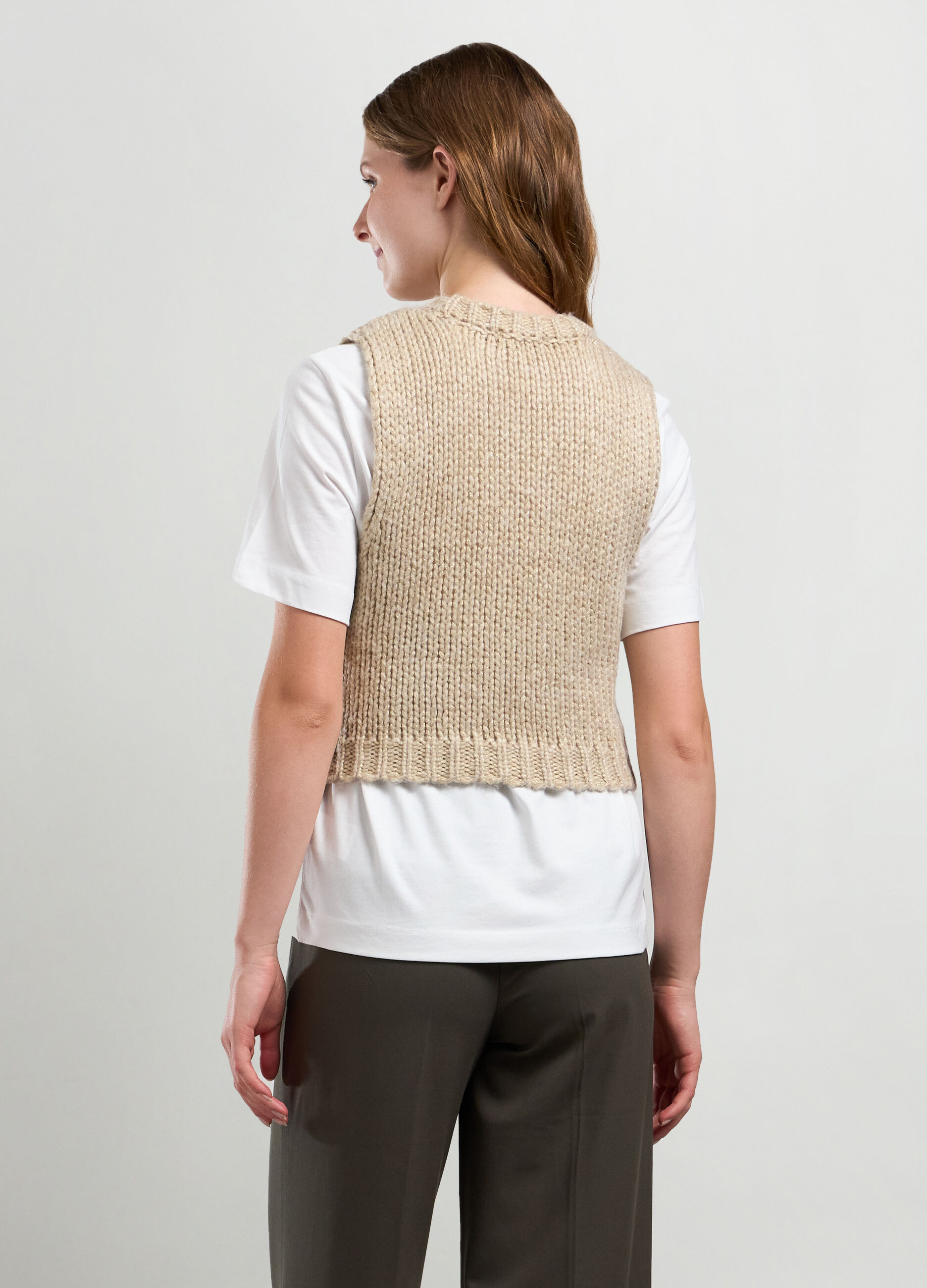 Gilet tricot con filo lurex donna_1