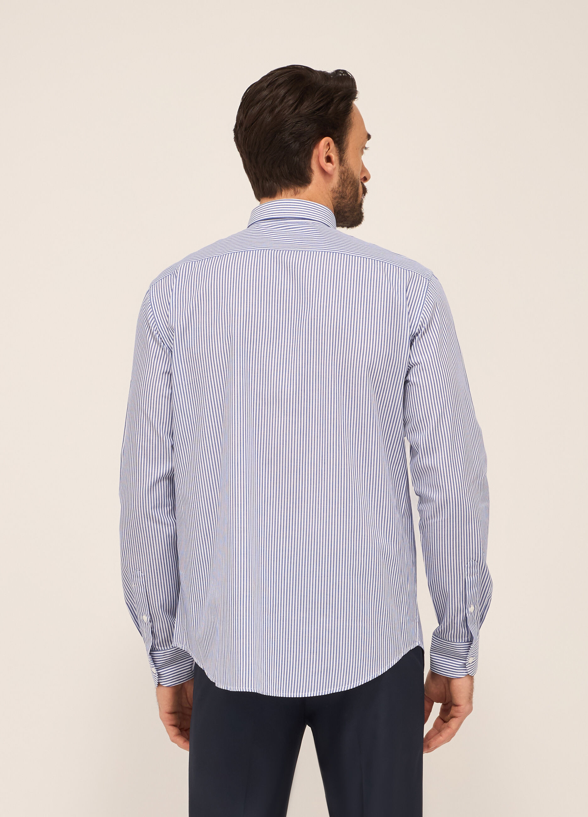 Camicia regular fit in misto cotone a righe_1