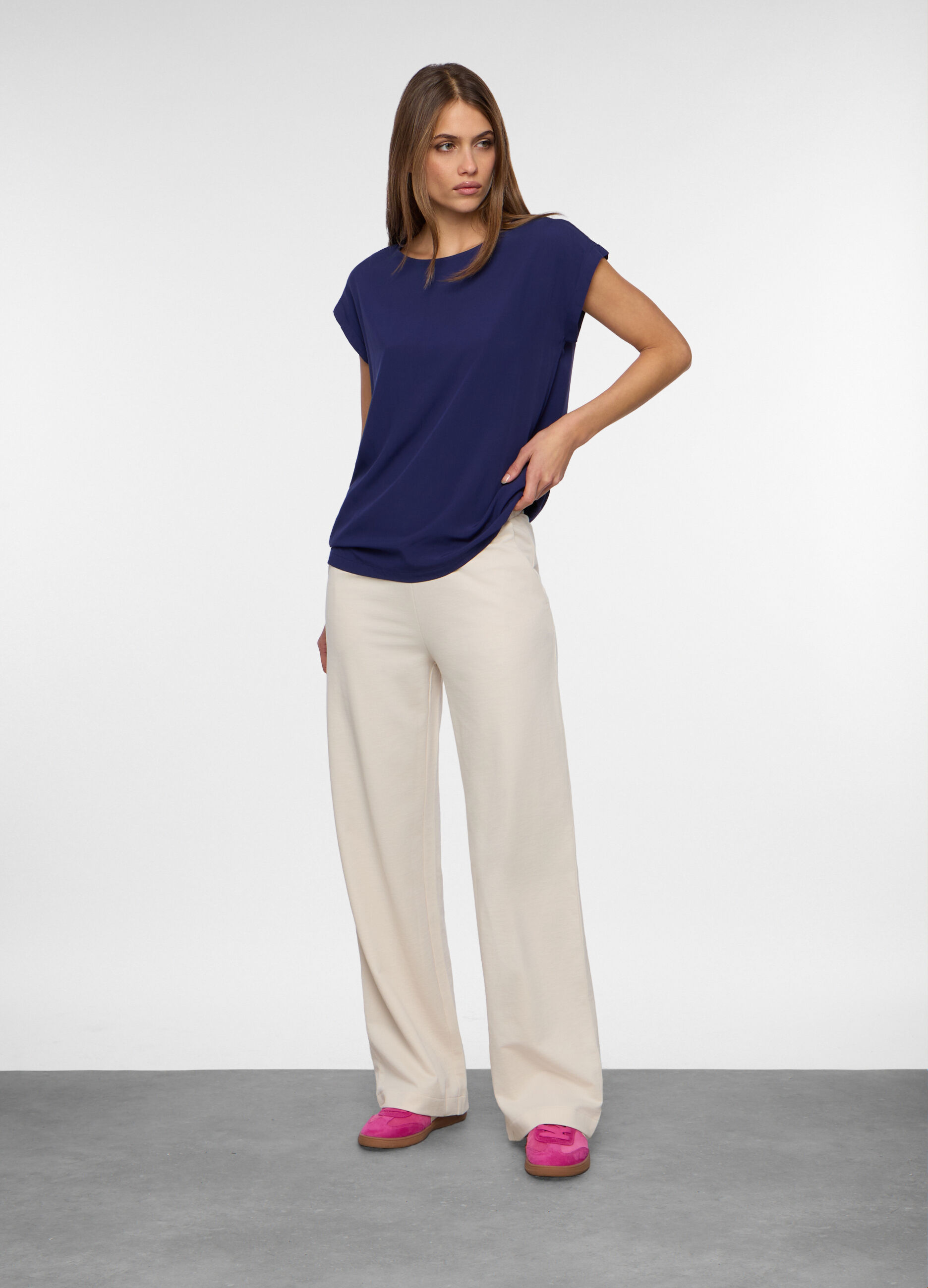 Pantaloni in french terry di puro cotone donna_0