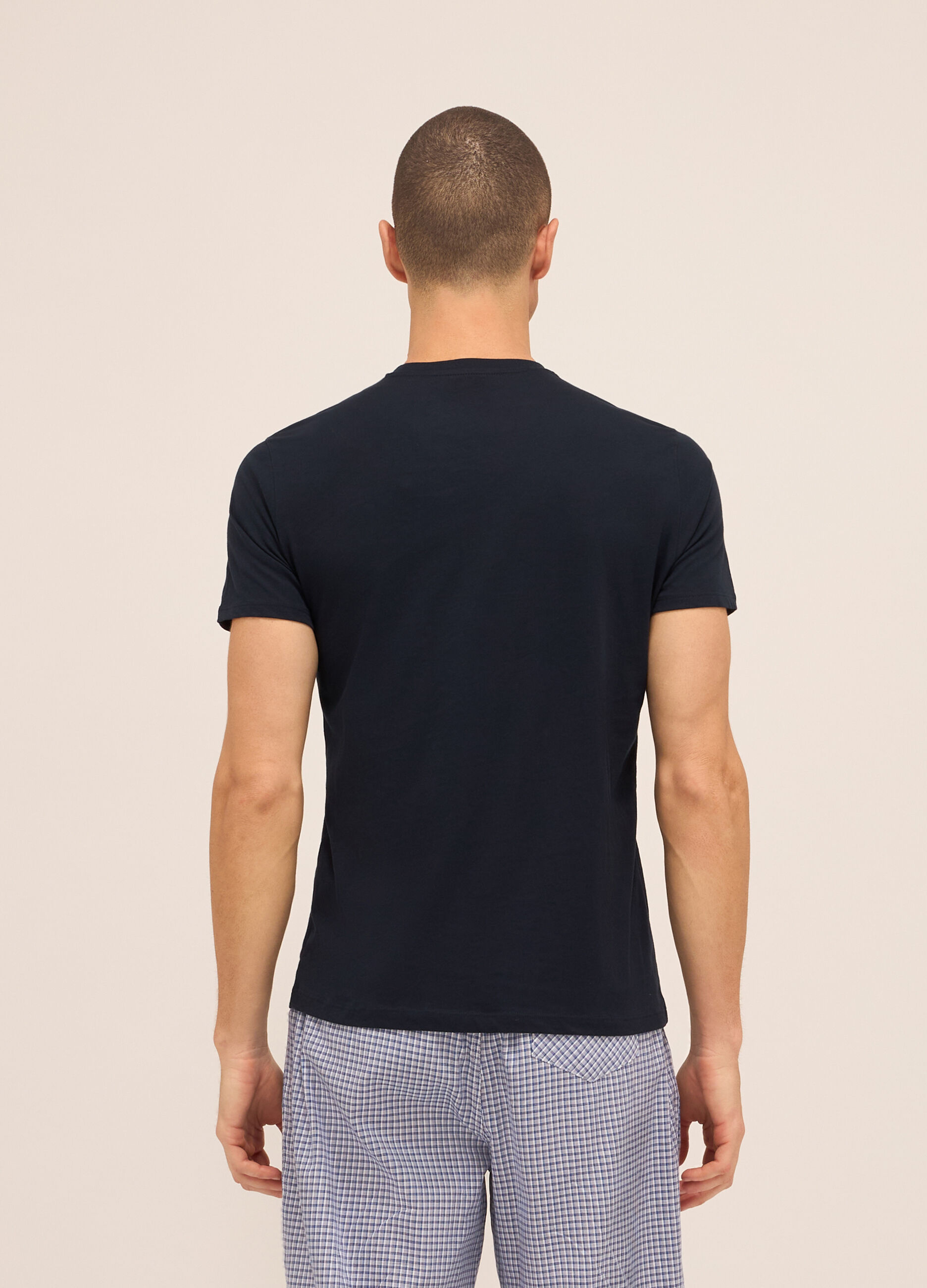 T-shirt collo a V in puro cotone uomo_1
