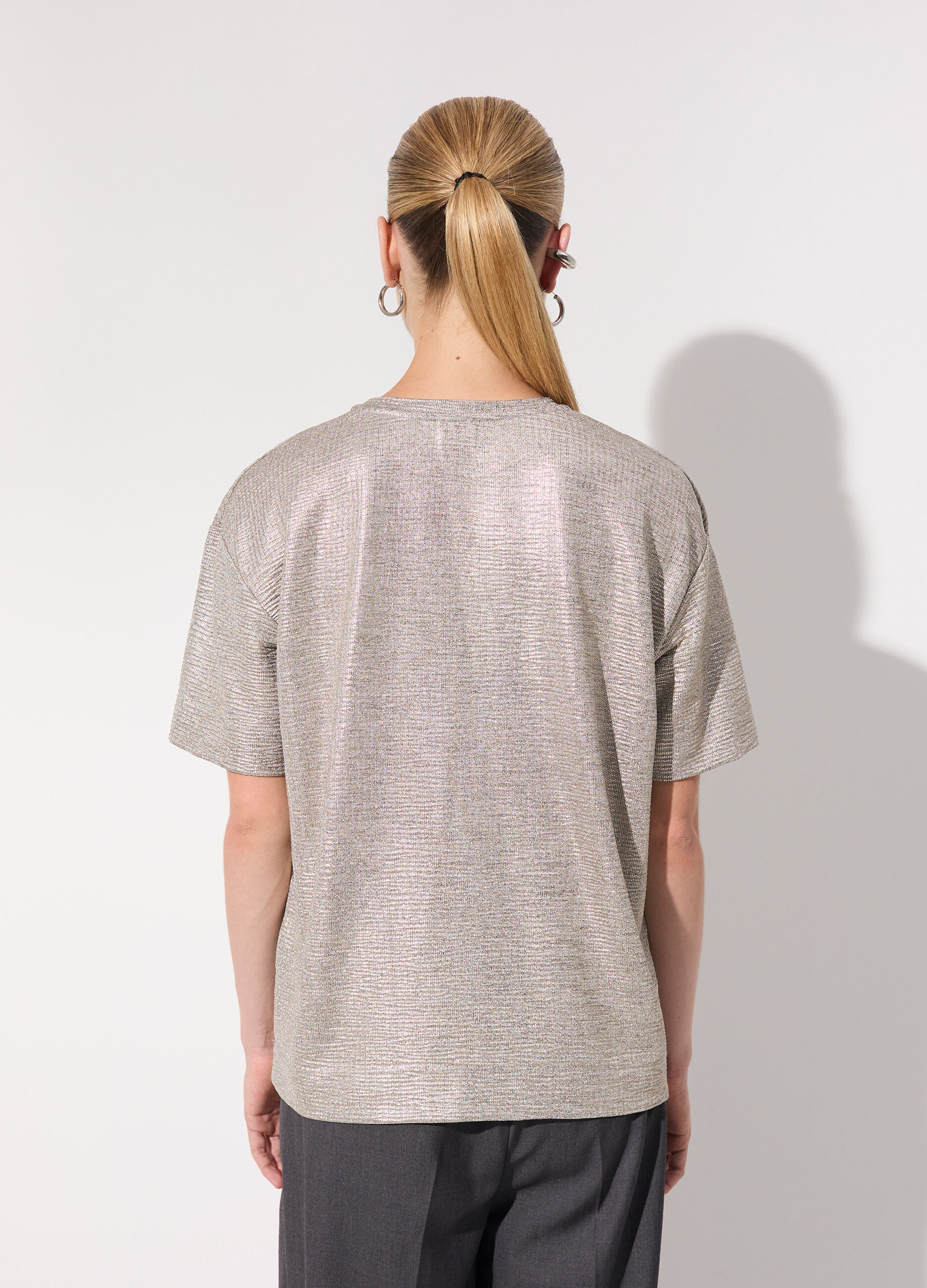 T-shirt effetto lamé donna_2
