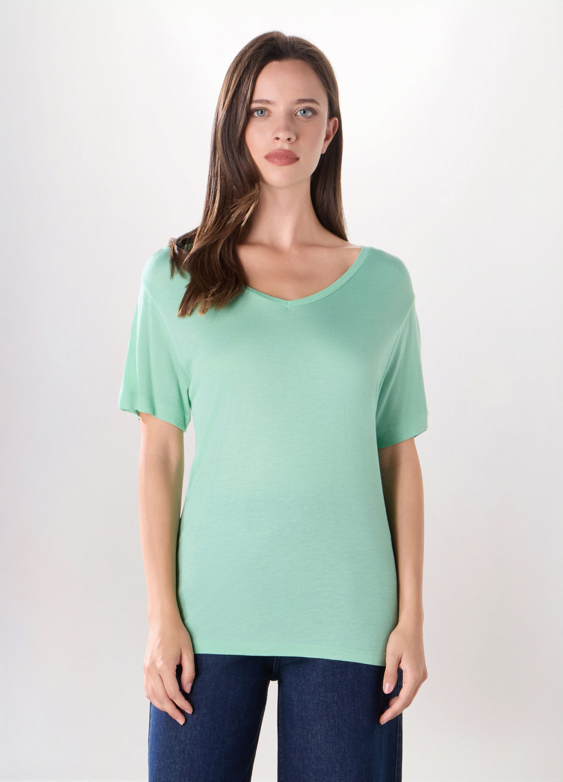 T-shirt in jersey di pura viscosa donna_0