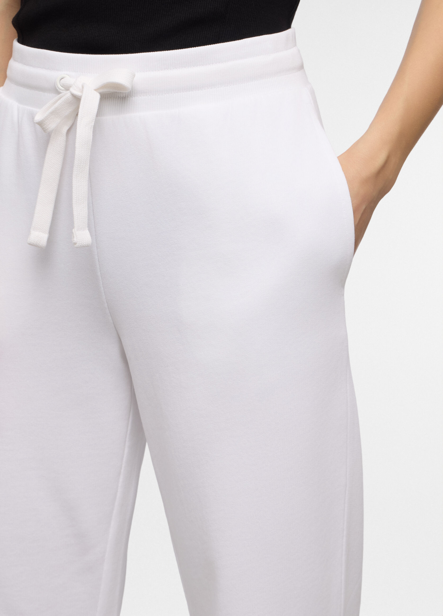 Jogger wide leg in french terry misto cotone donna_2