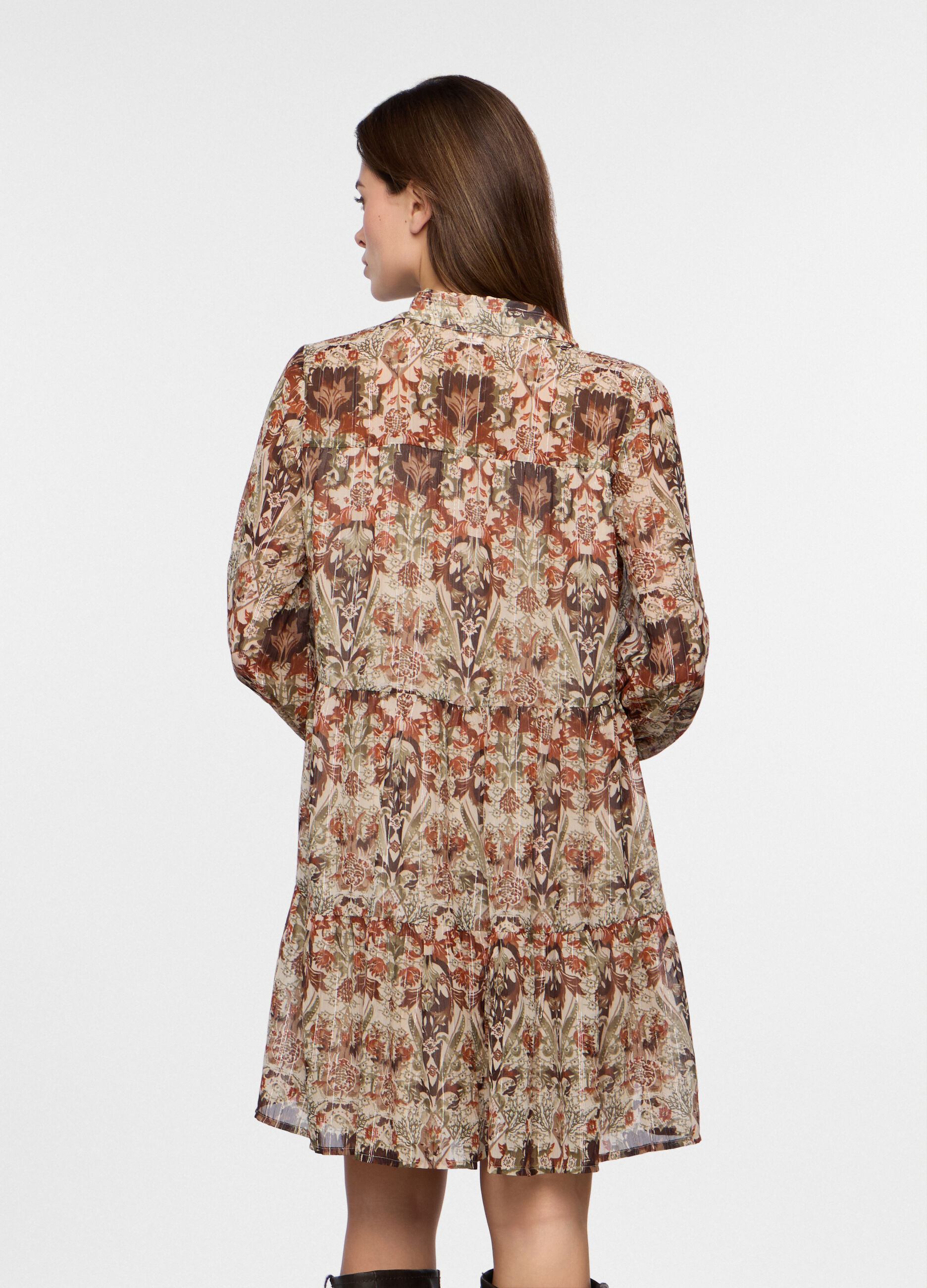 Abito corto crepe a balze donna_1