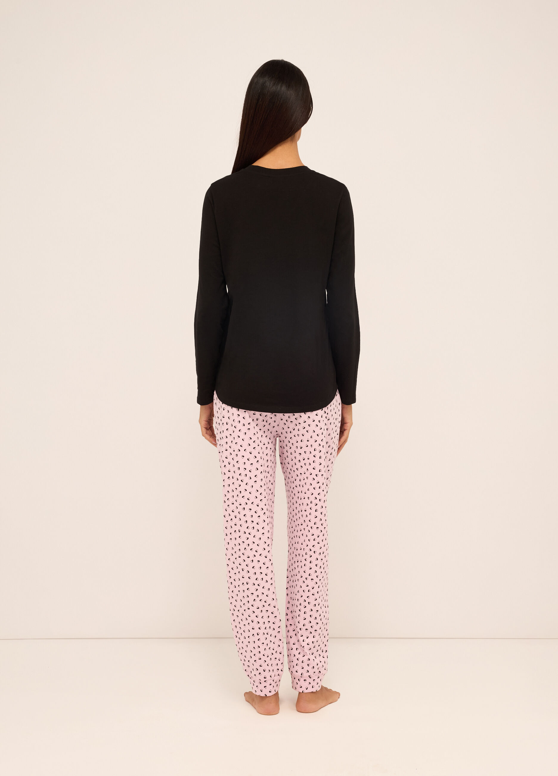 Set pigiama lungo in puro cotone donna_1