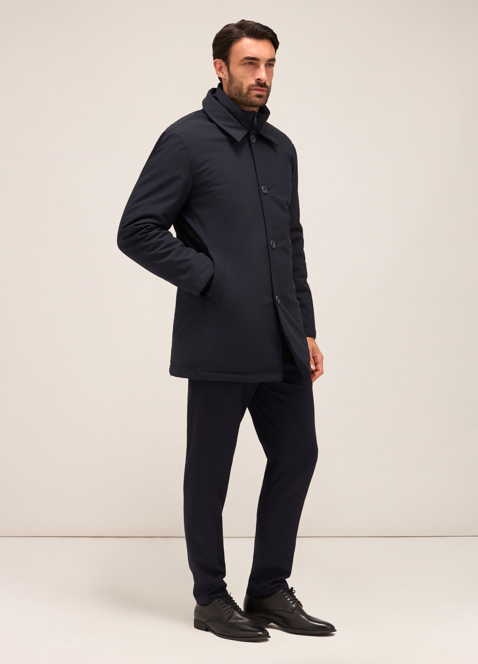 Cappotto imbottito in tessuto stretch uomo