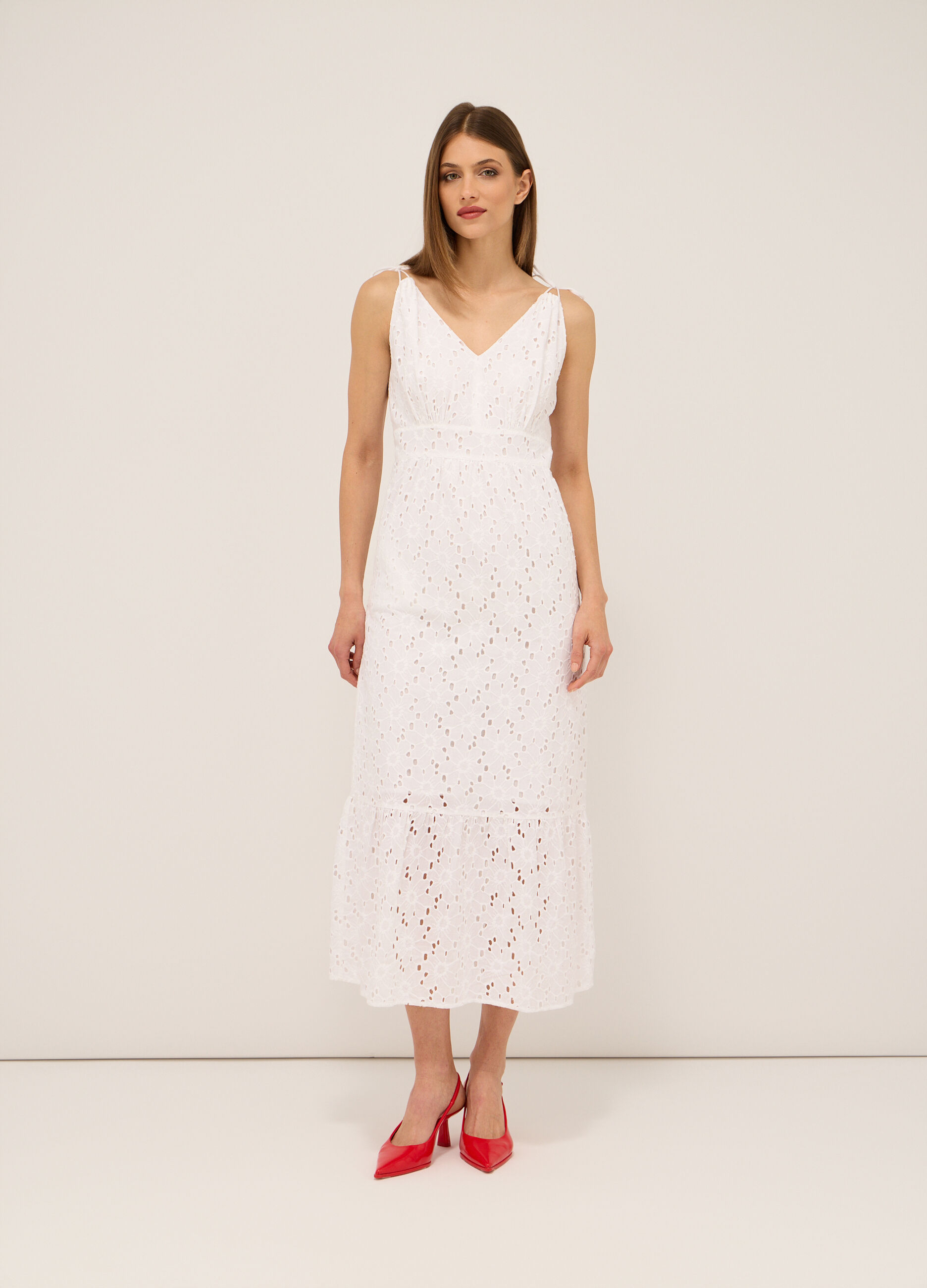 Abito lungo in puro cotone sangallo donna_0