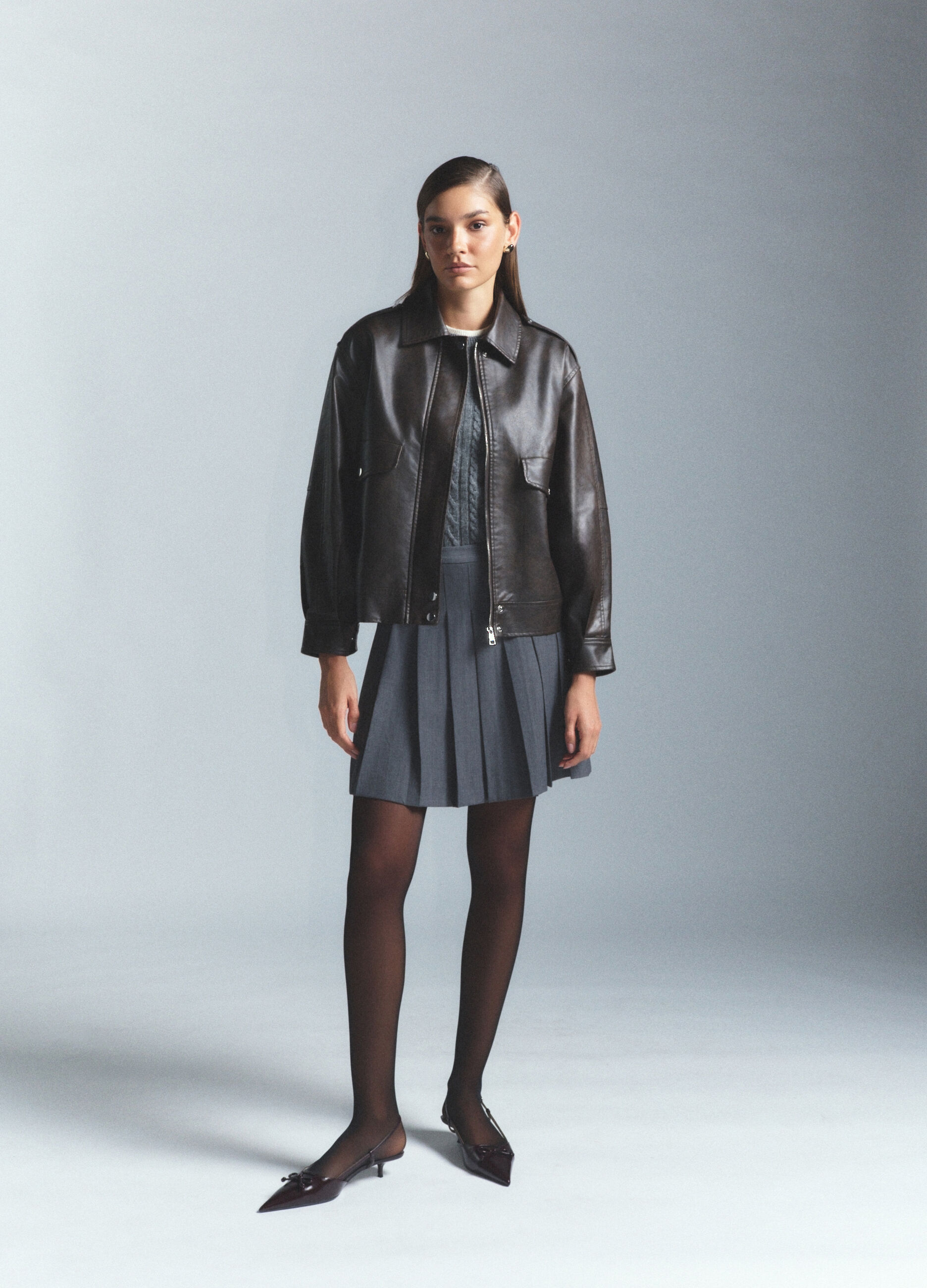Minigonna pliss&eacute; misto viscosa stretch donna_4