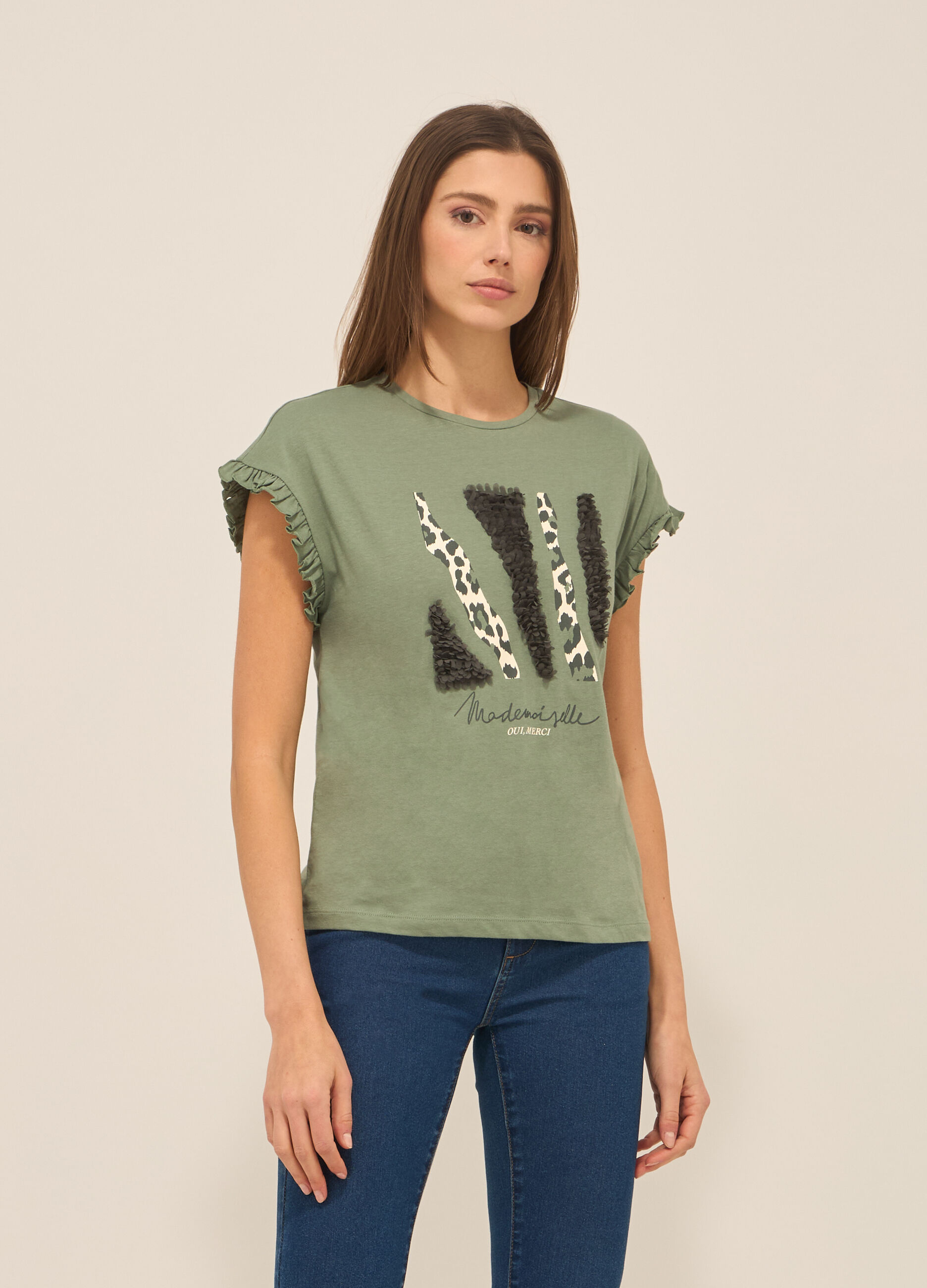 T-shirt smanicata in jersey di puro cotone donna