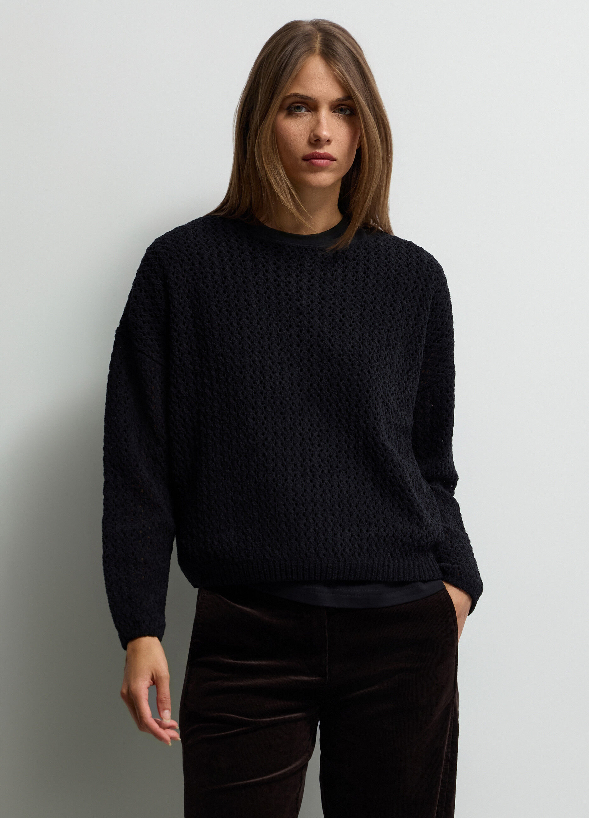 Maglione girocollo operato donna_0
