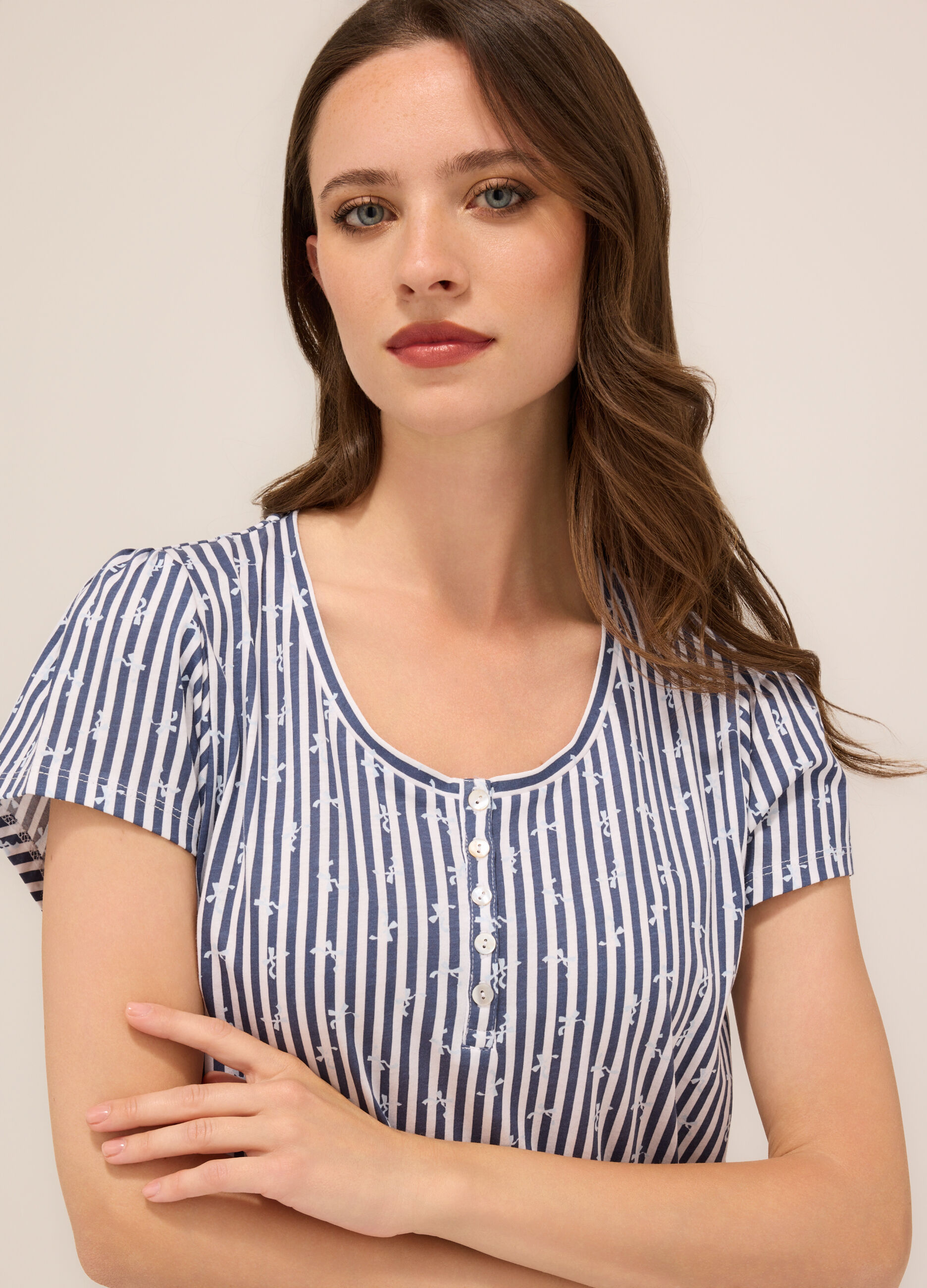 Camicia da notte in jersey di puro cotone donna_2