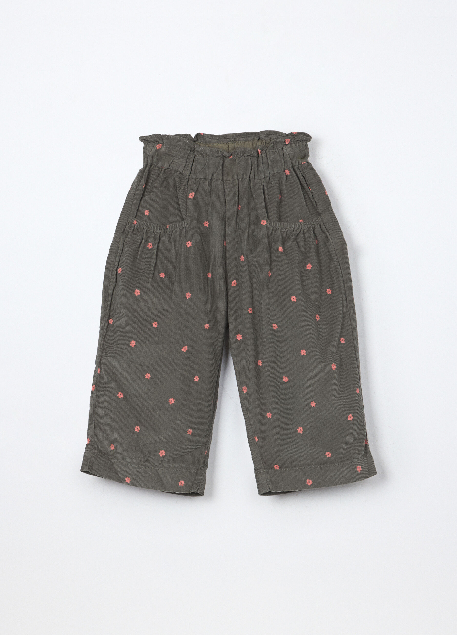 Pantaloni wide leg in velluto a coste neonata_0