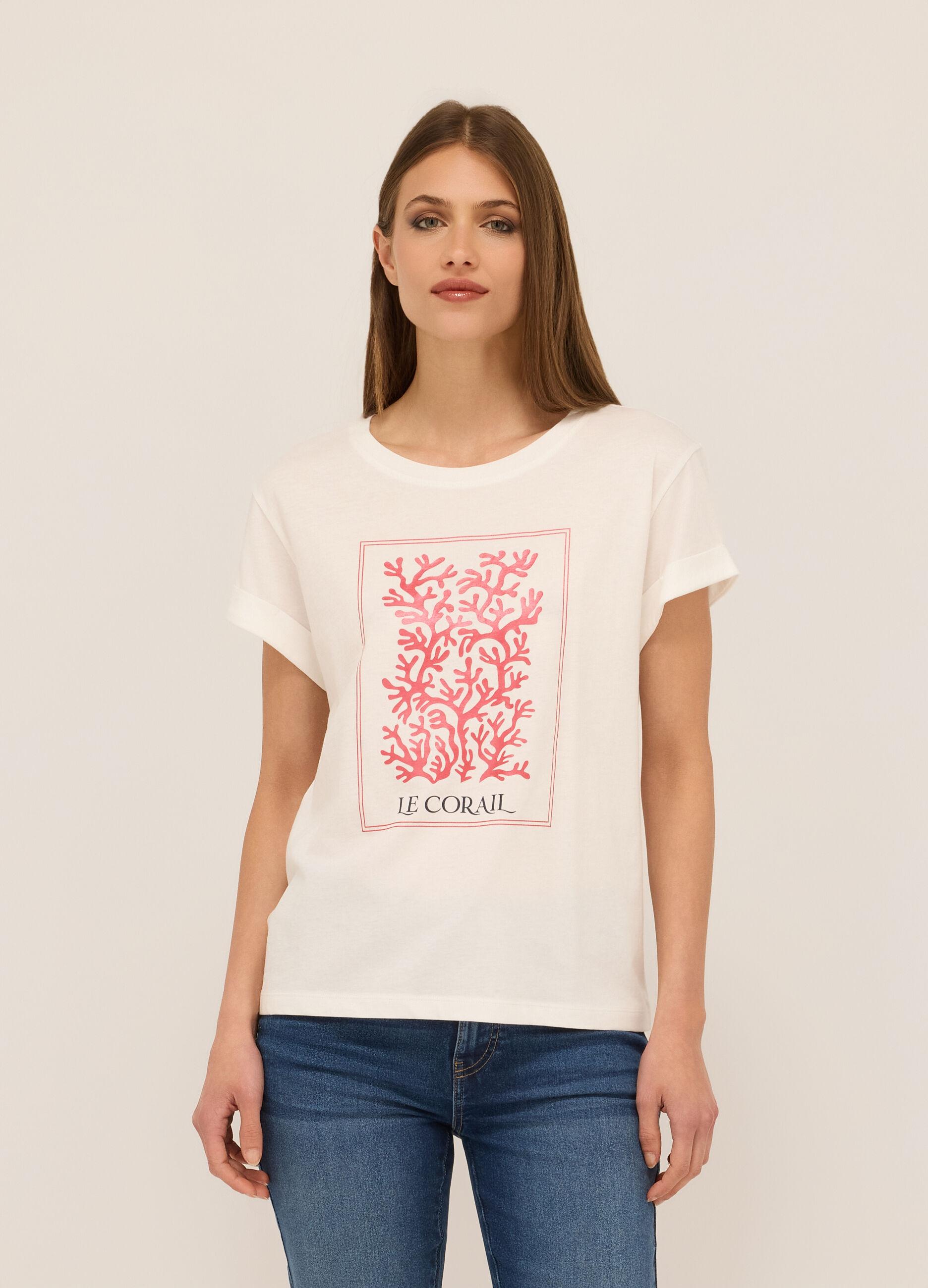 T-shirt in jersey di puro cotone donna_0