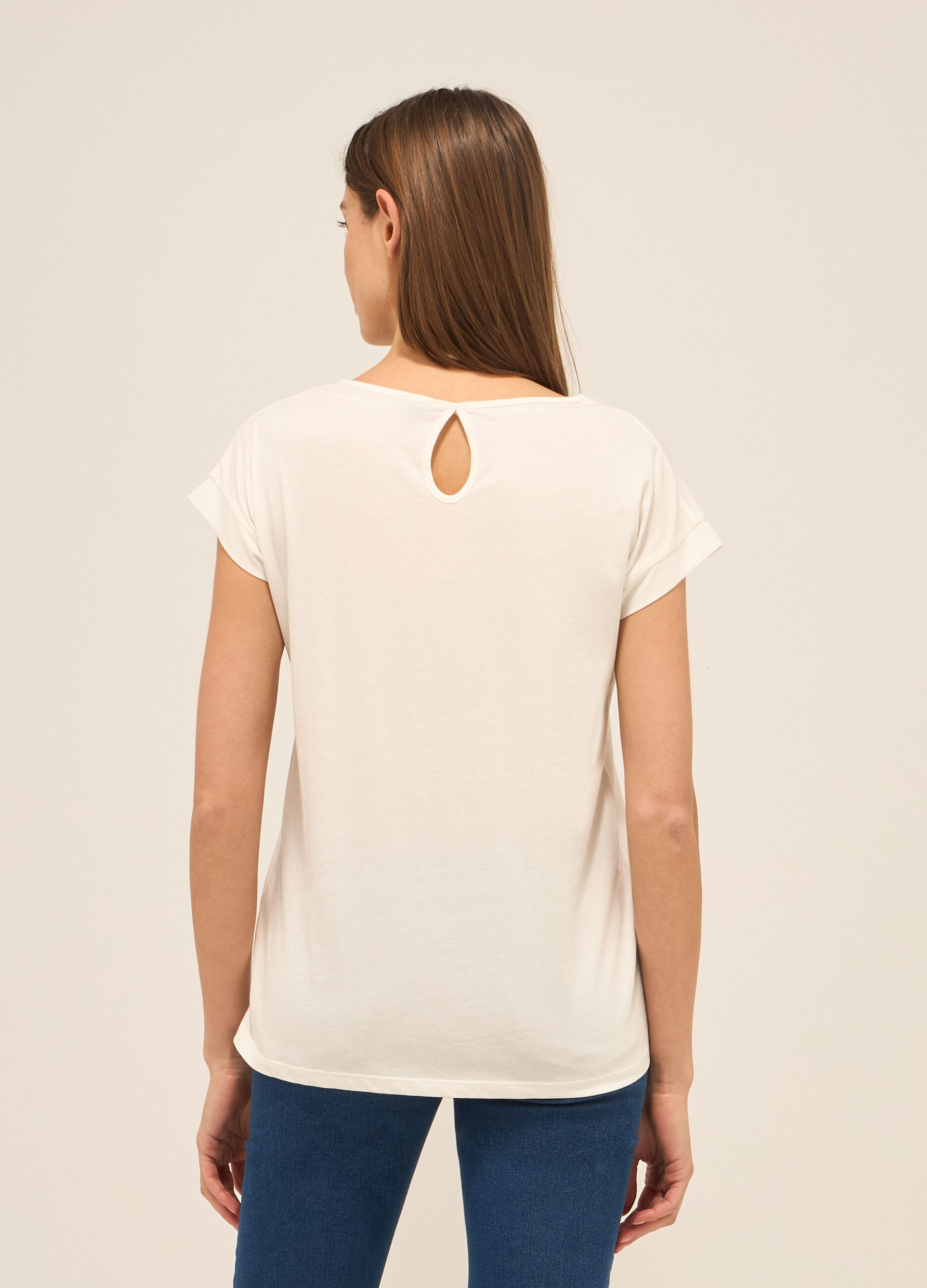 T-shirt in jersey di puro cotone donna_1