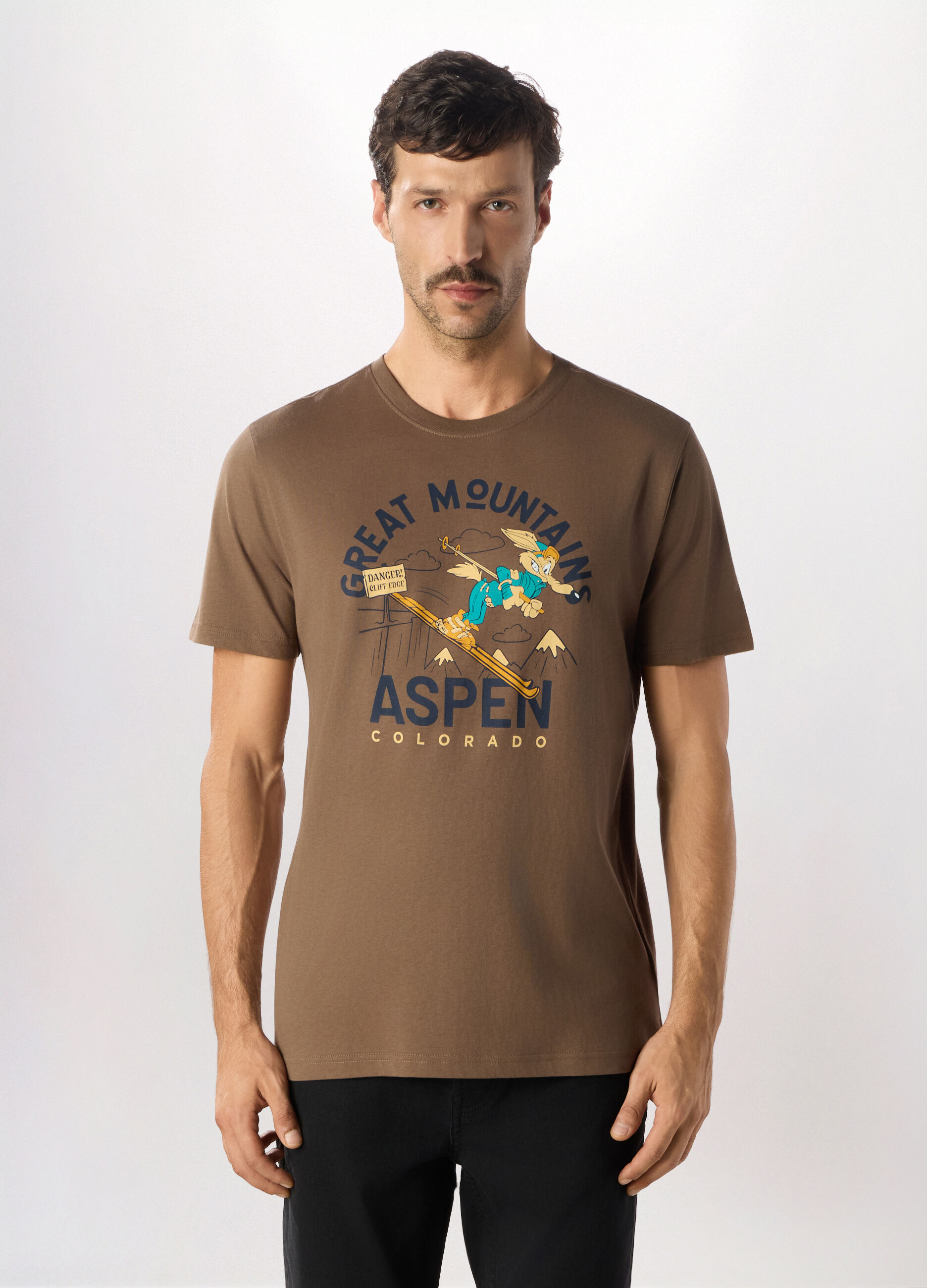 T-shirt girocollo con stampa Wile E. Coyote in cotone uomo_0