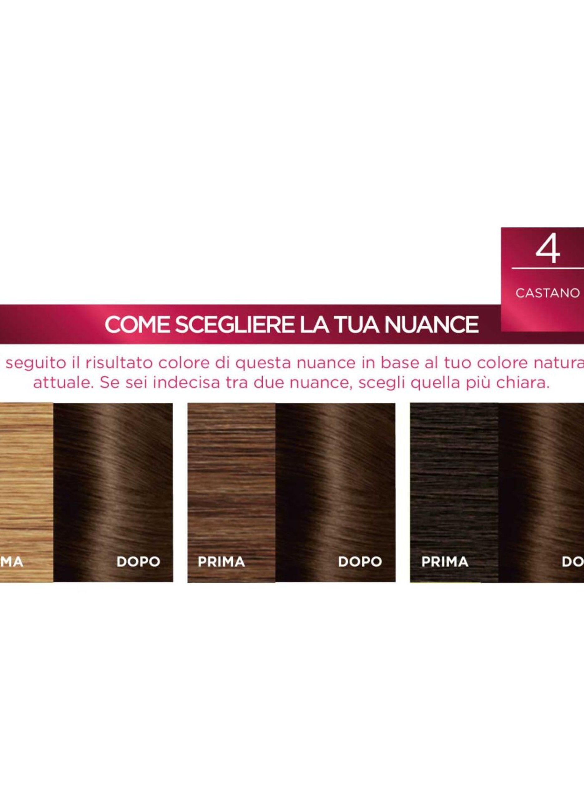L'Oréal Paris Tinta Capelli Excellence, Copre i capelli bianchi, colore ricco, luminoso e a lunga durata, 4 Castano.