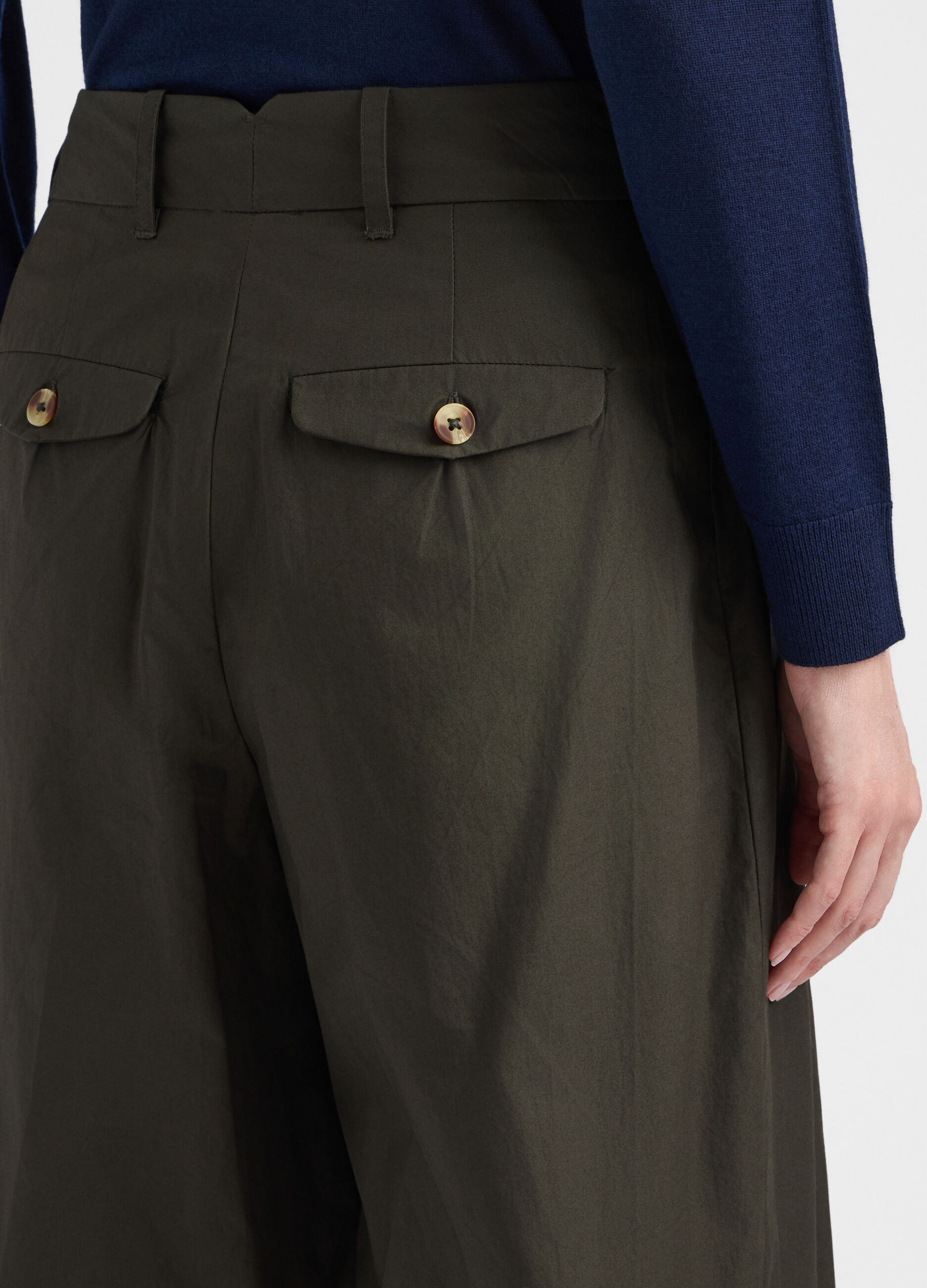Pantaloni Fit Regular in popeline di puro cotone donna_3