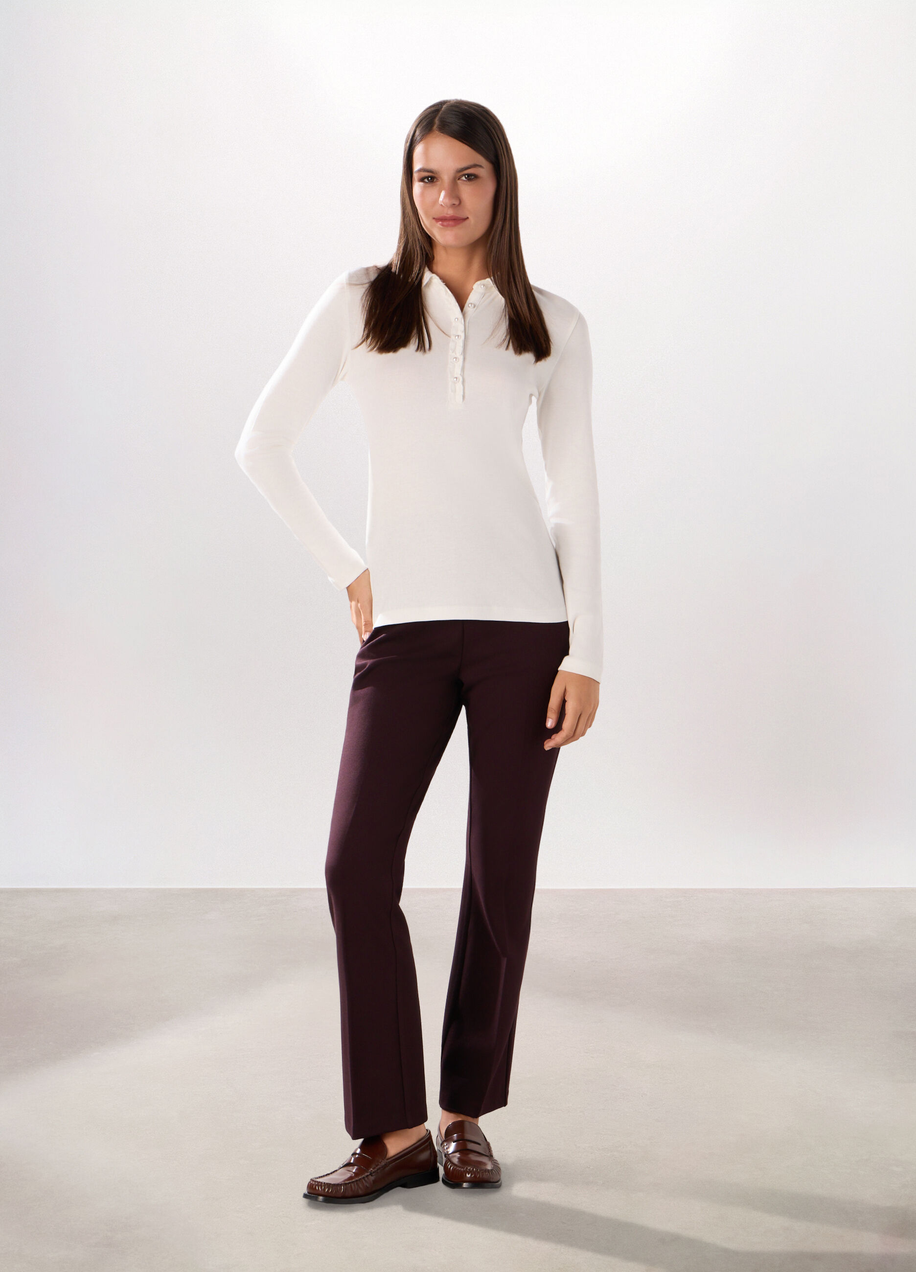 Pantaloni in punto Milano misto viscosa donna_0