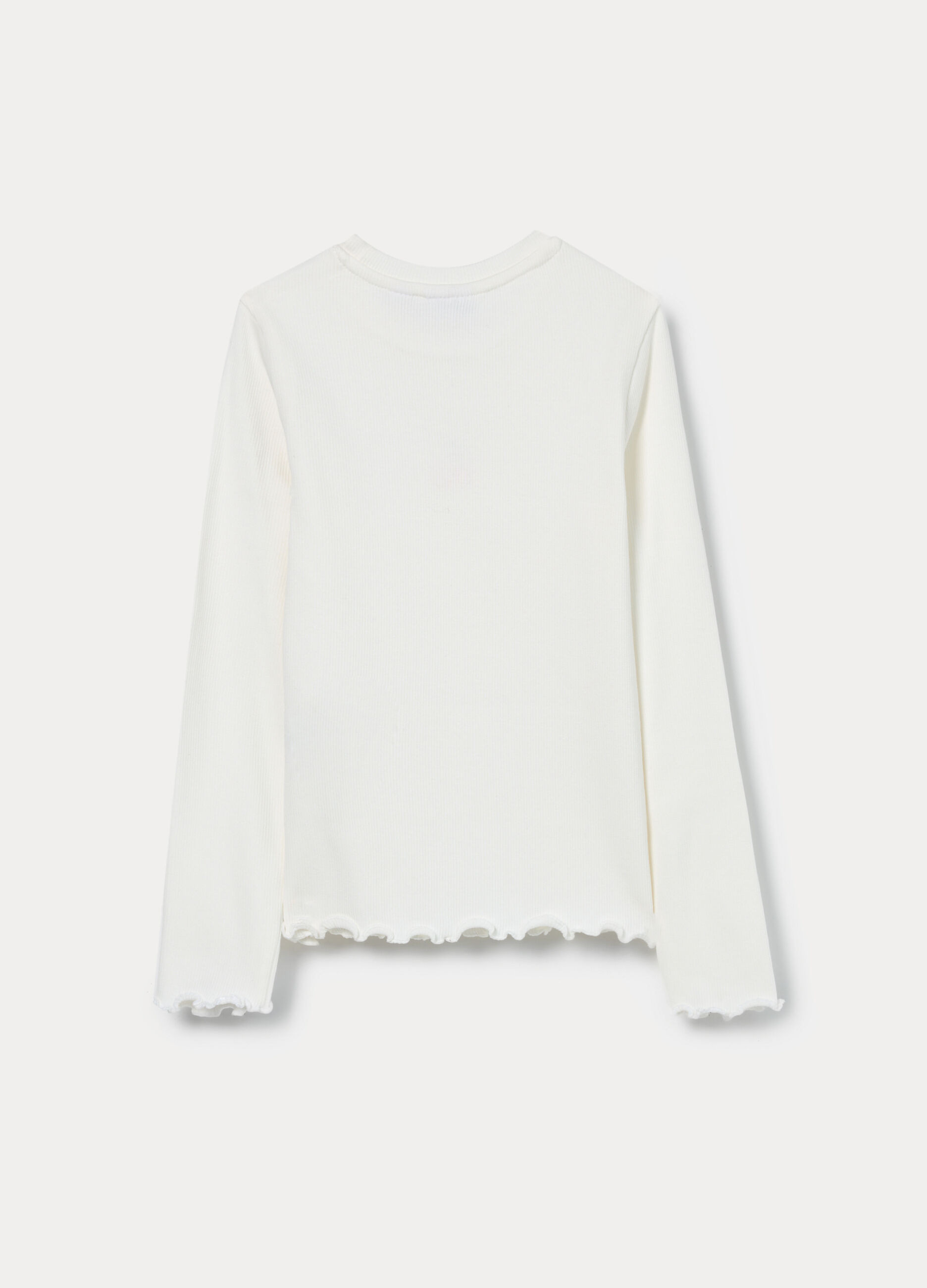 T-shirt in costina di cotone stretch bambina_1