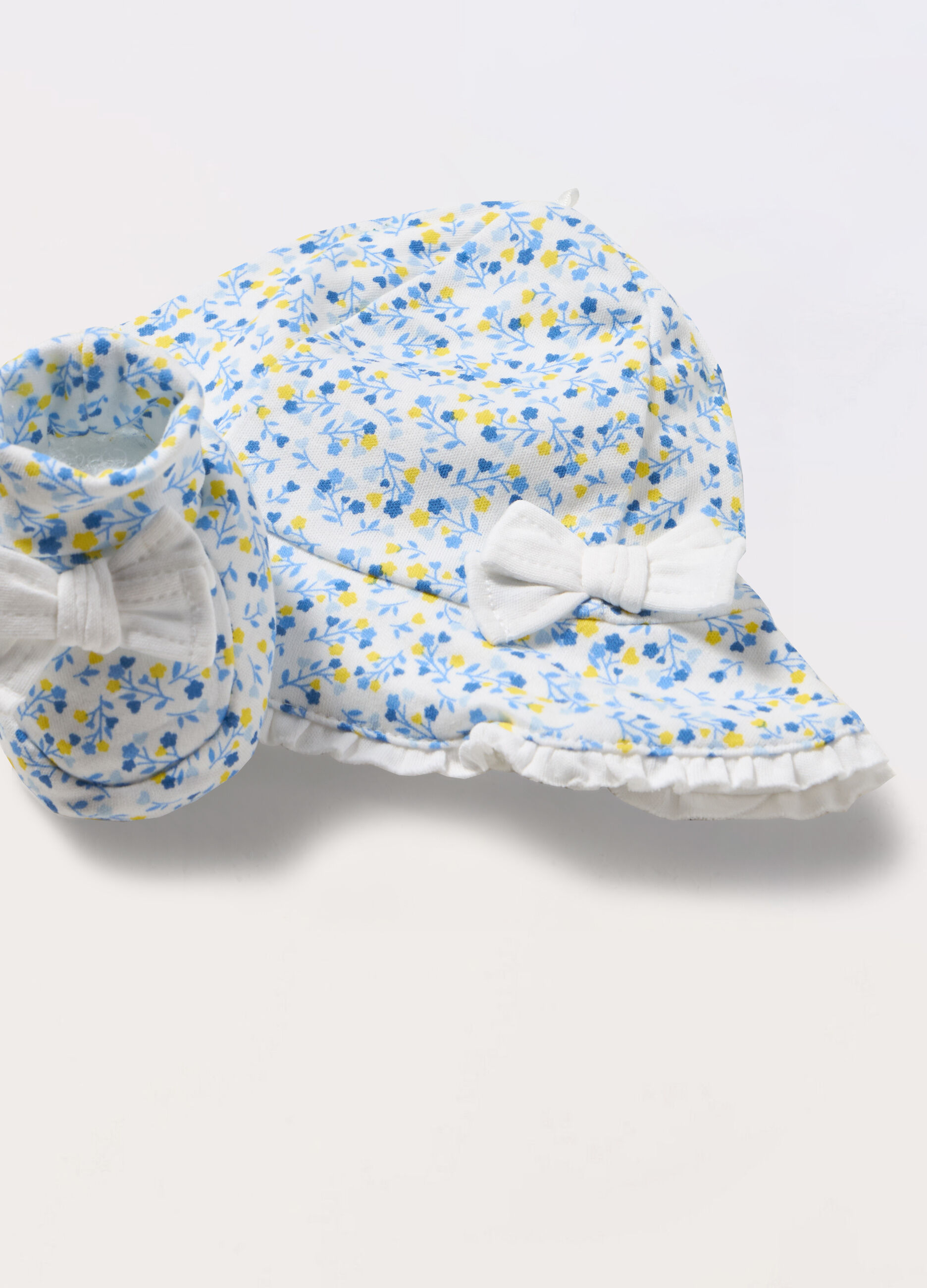 Set berretto + scarpine in interlock di puro cotone neonata_1