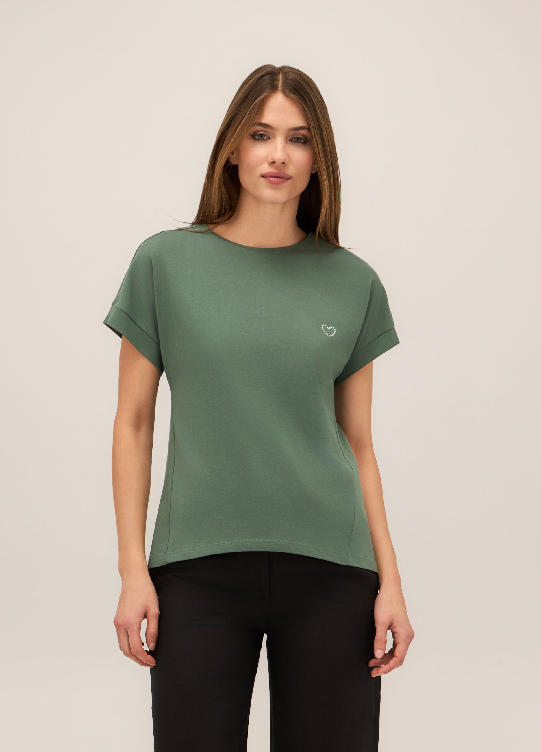 T-shirt in jersey di puro cotone donna_0