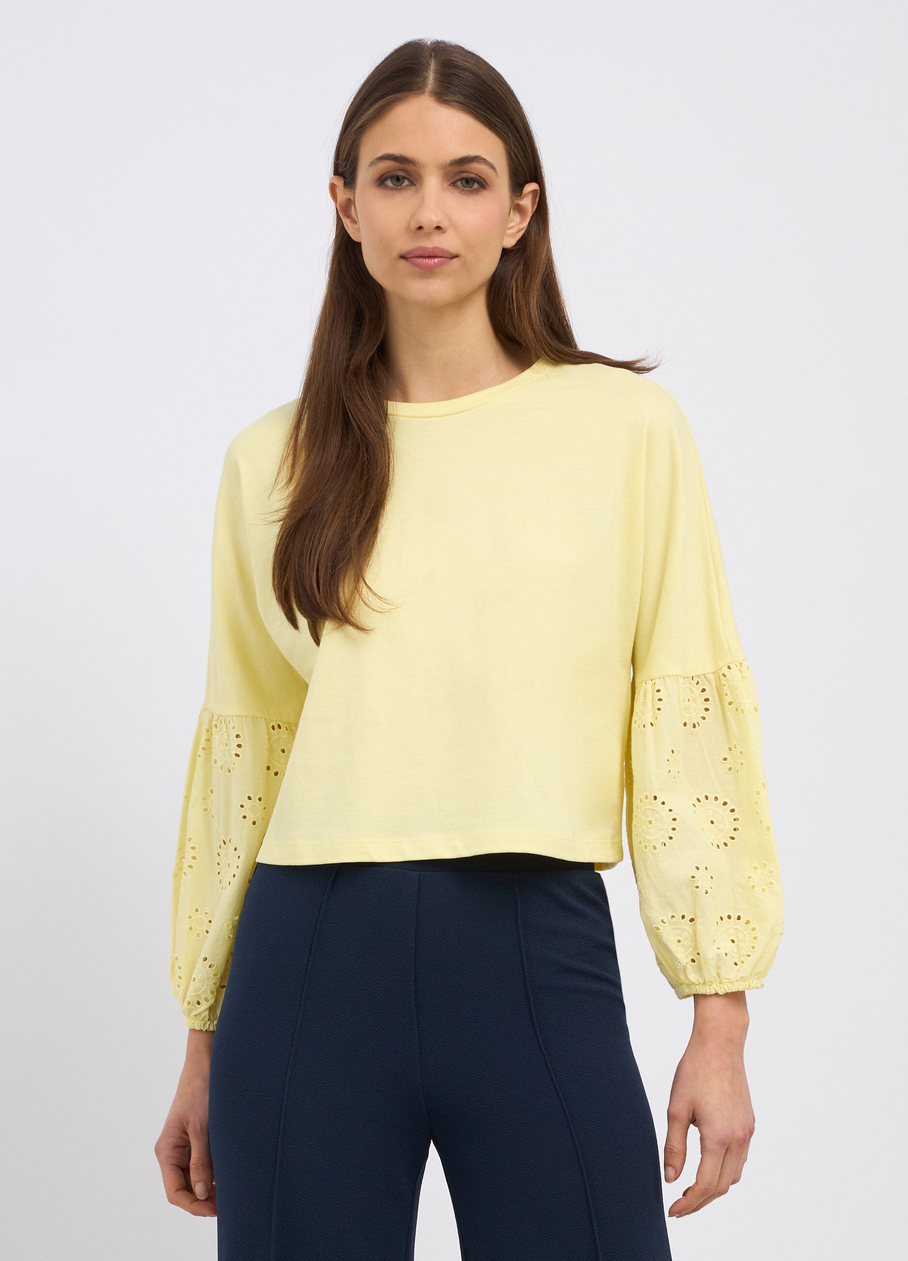 T-shirt in puro cotone a maniche lunghe donna_0