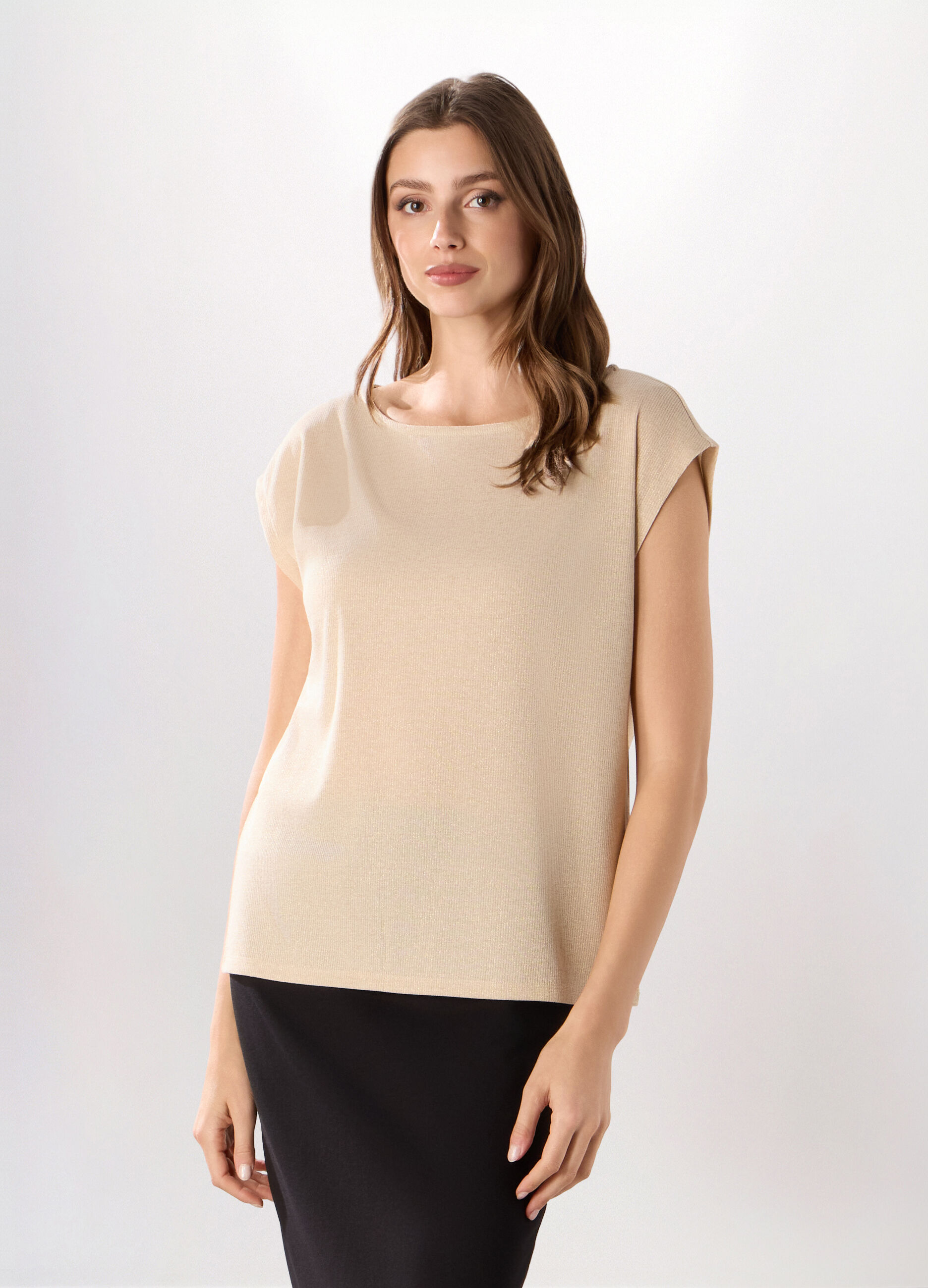 Top con lavorazione in filo lurex donna_0
