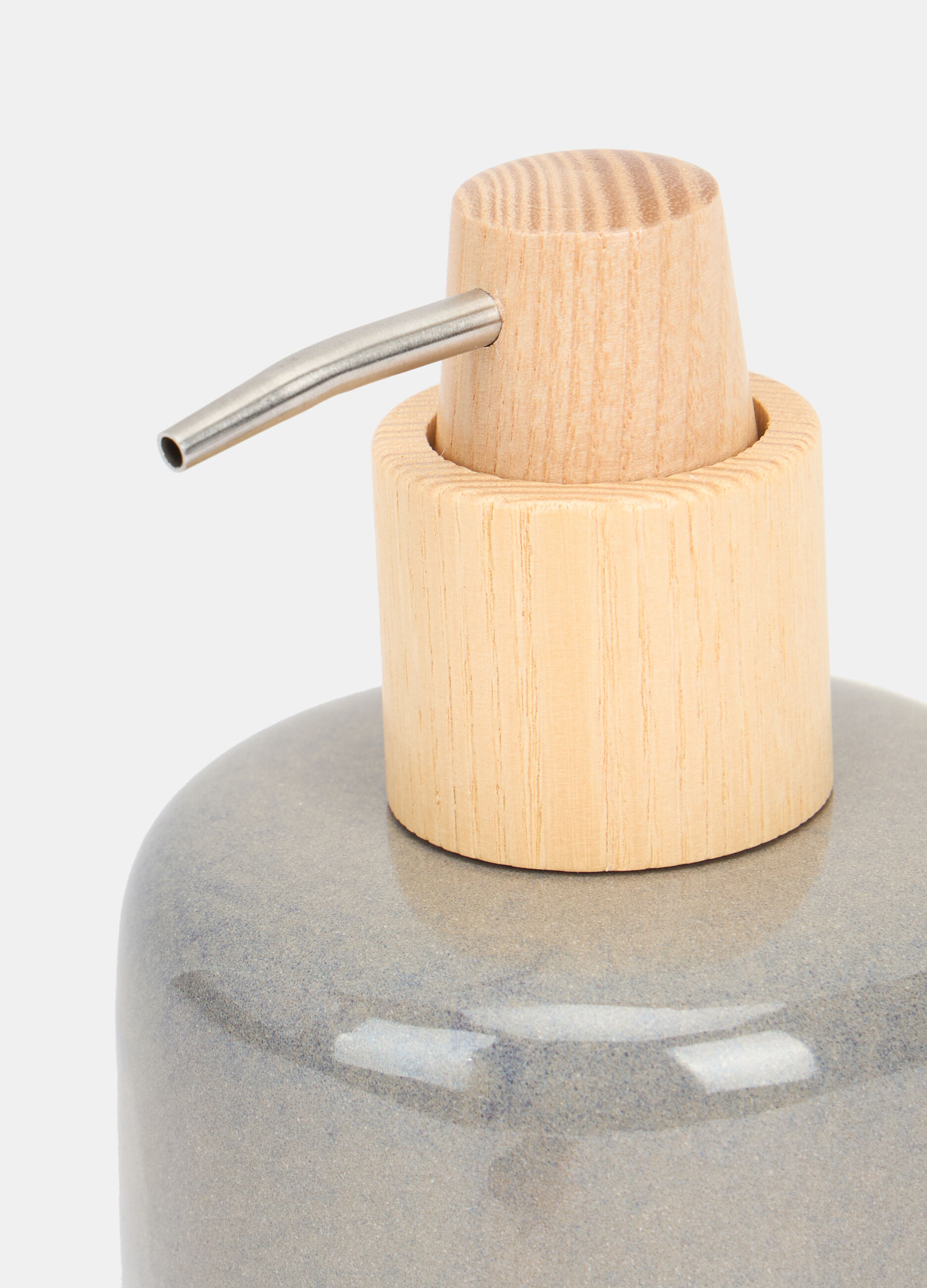 Portasapone liquido in ceramica e legno_1
