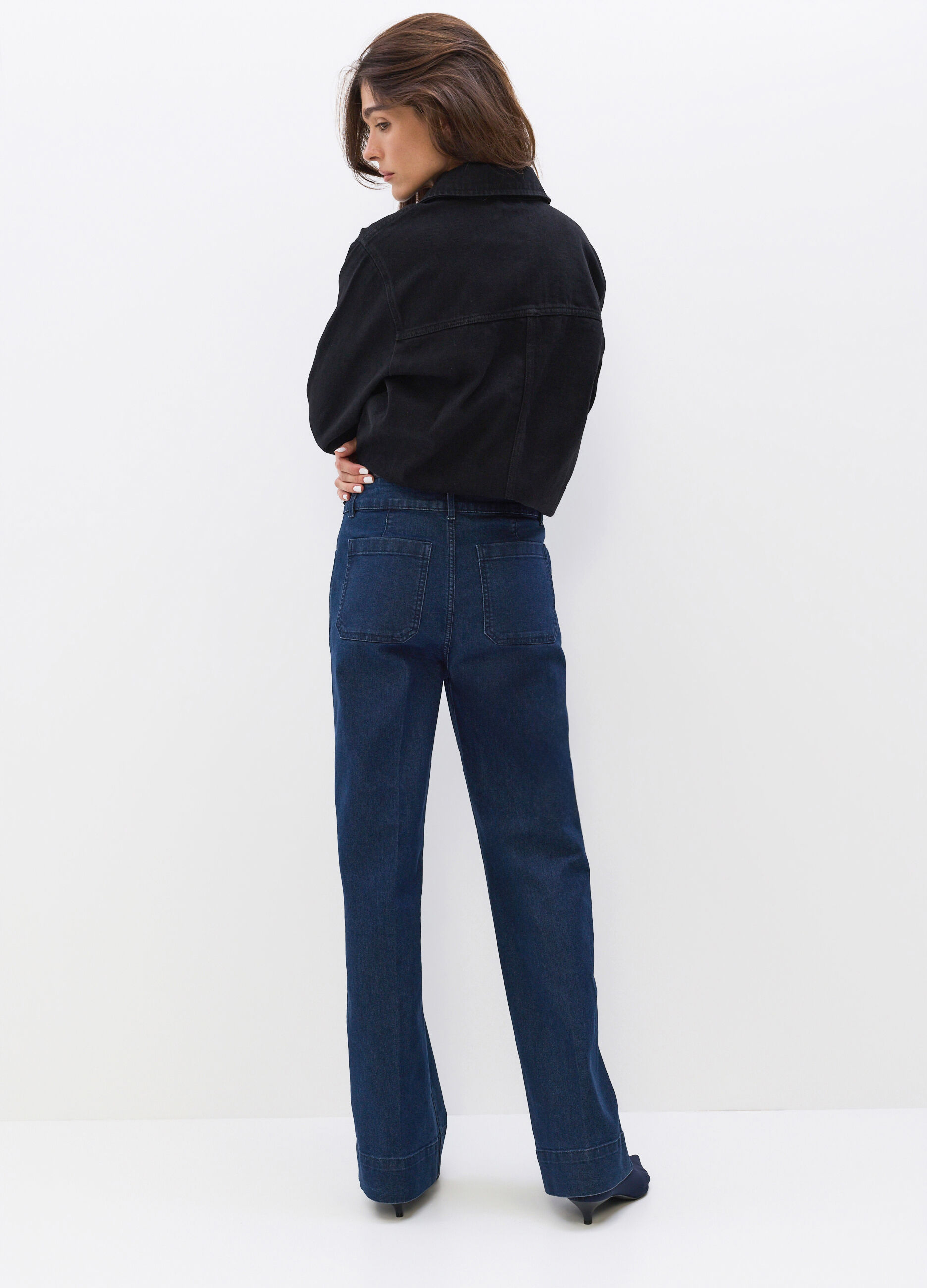 Pantaloni Straight Fit misto cotone stretch donna_1