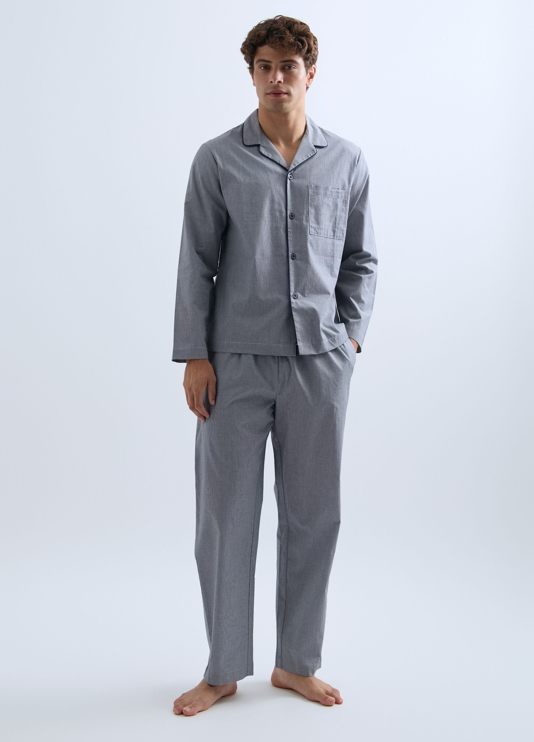Pigiama lungo in cotone pied-de-poule uomo_0