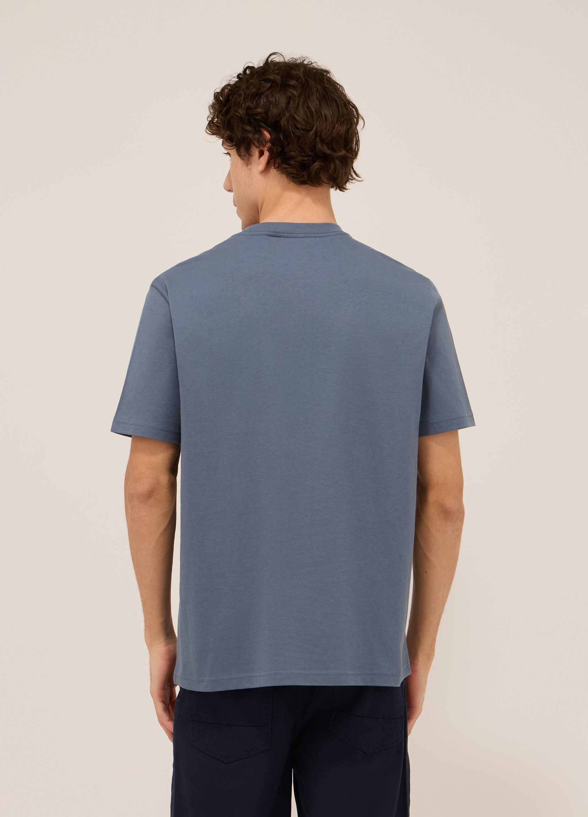 T-shirt in jersey di cotone con stampa uomo_1