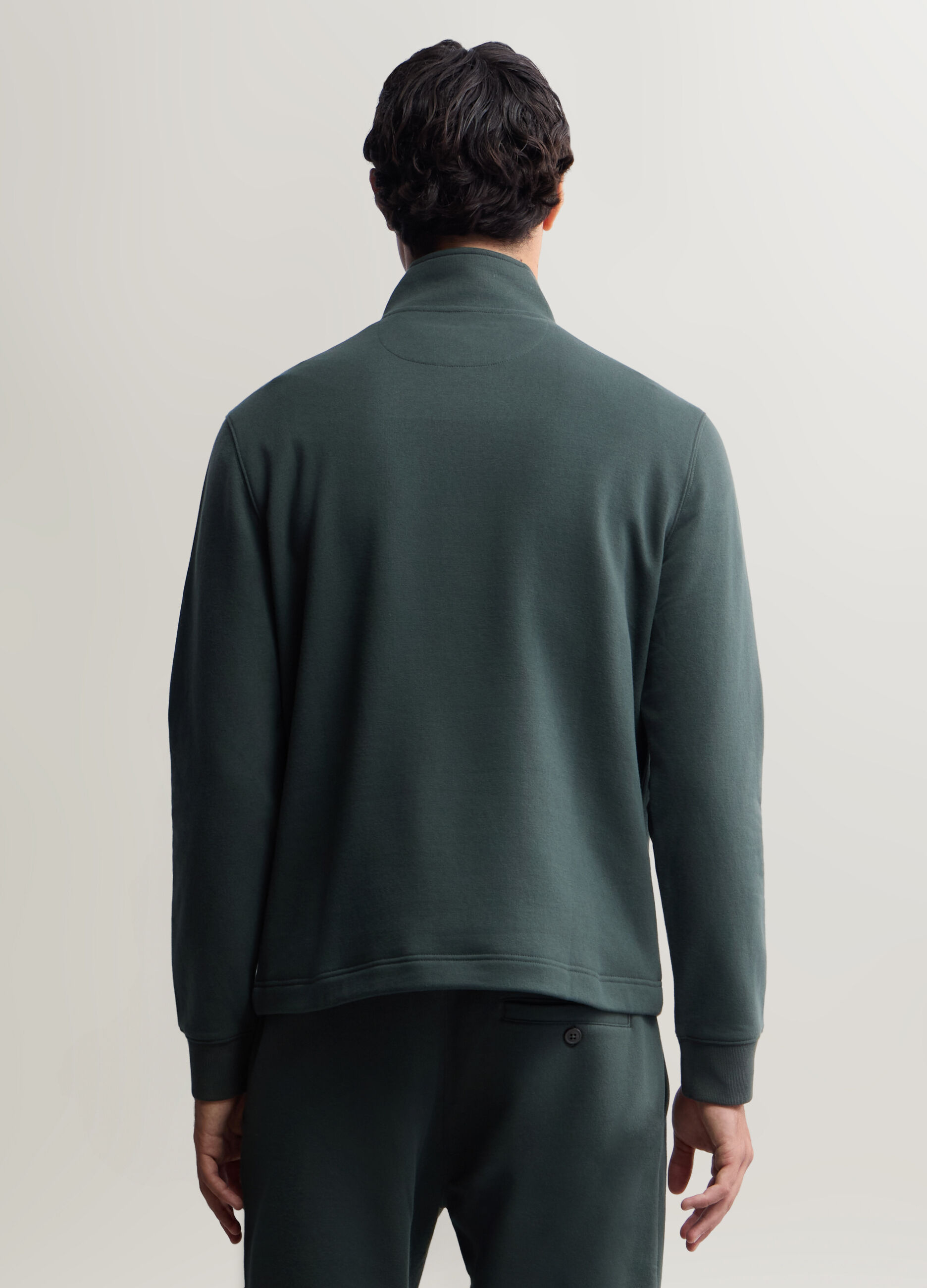 Felpa lupetto con mezza zip in misto cotone uomo_1