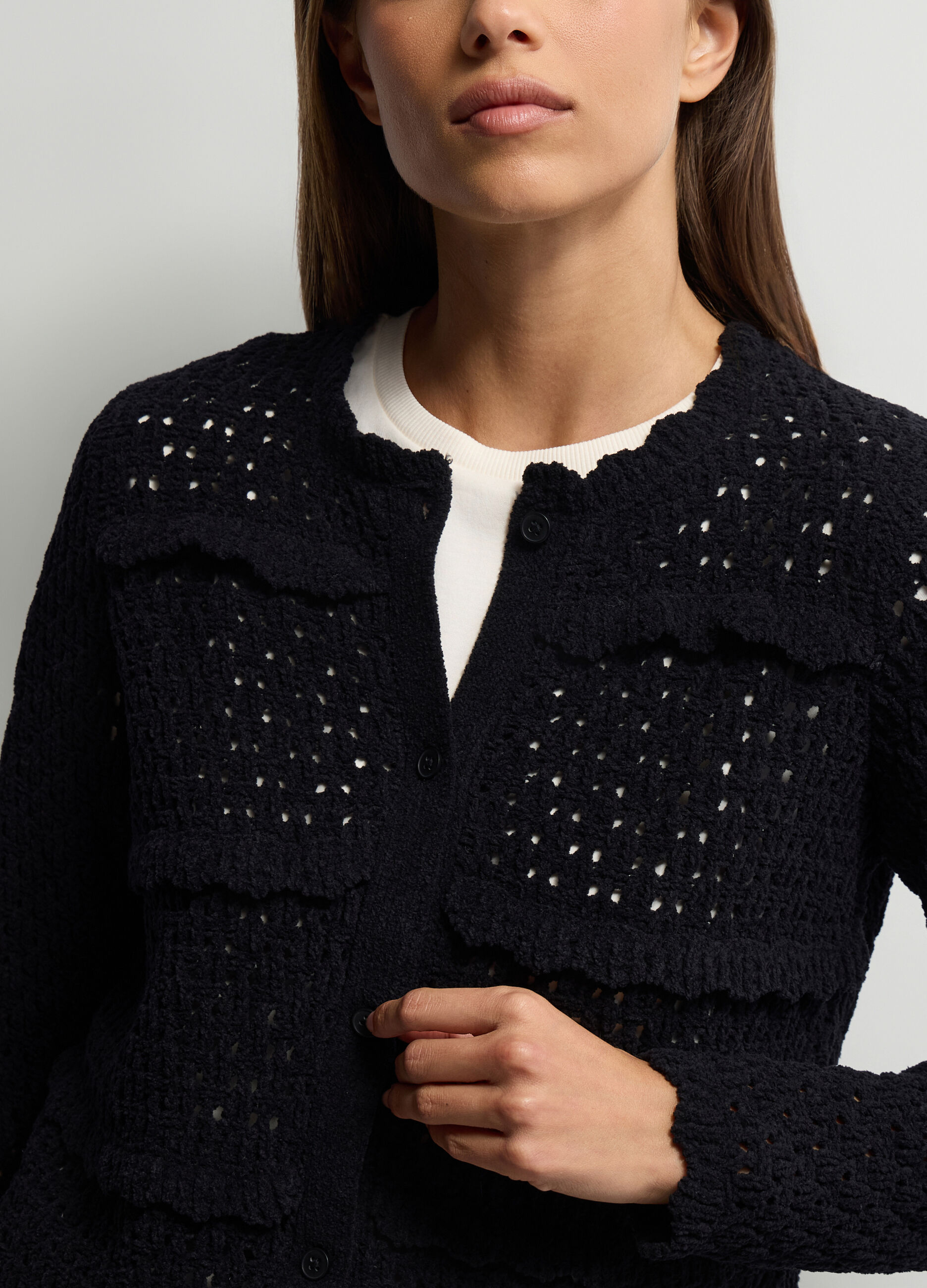 Cardigan girocollo operato donna_2