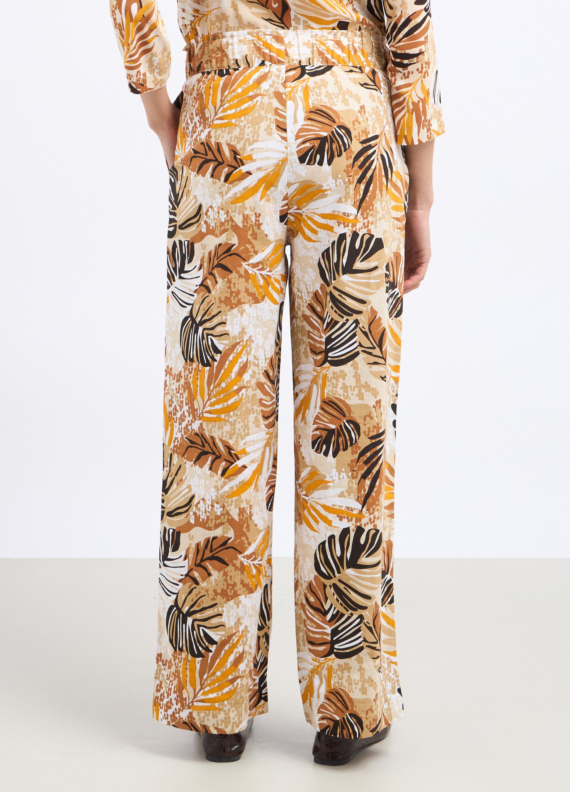 Pantaloni in misto lino con stampa donna_1