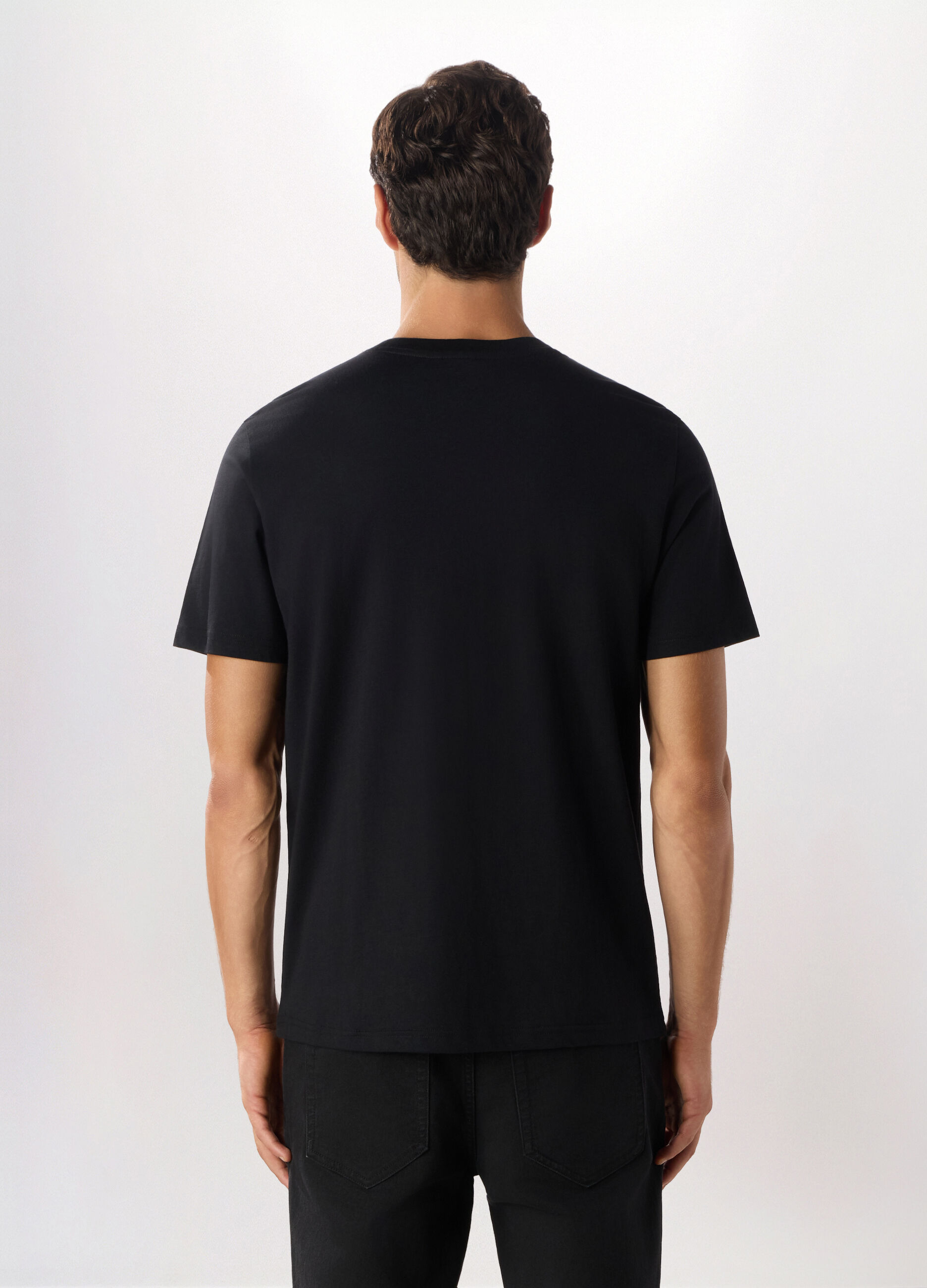 T-shirt girocollo con stampa Hokusai Katsushika in cotone uomo_1