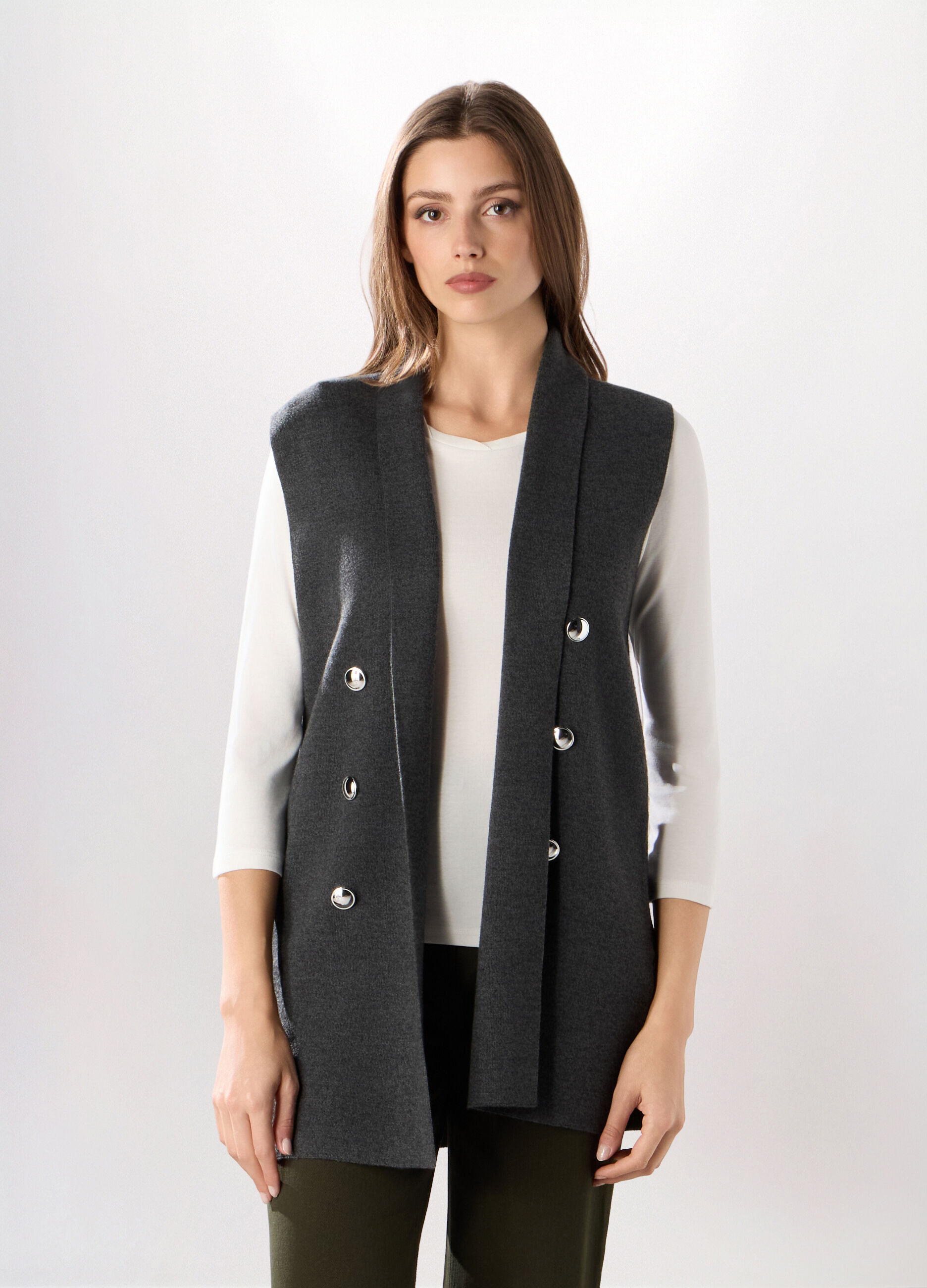 Gilet in tricot di misto cotone donna_0