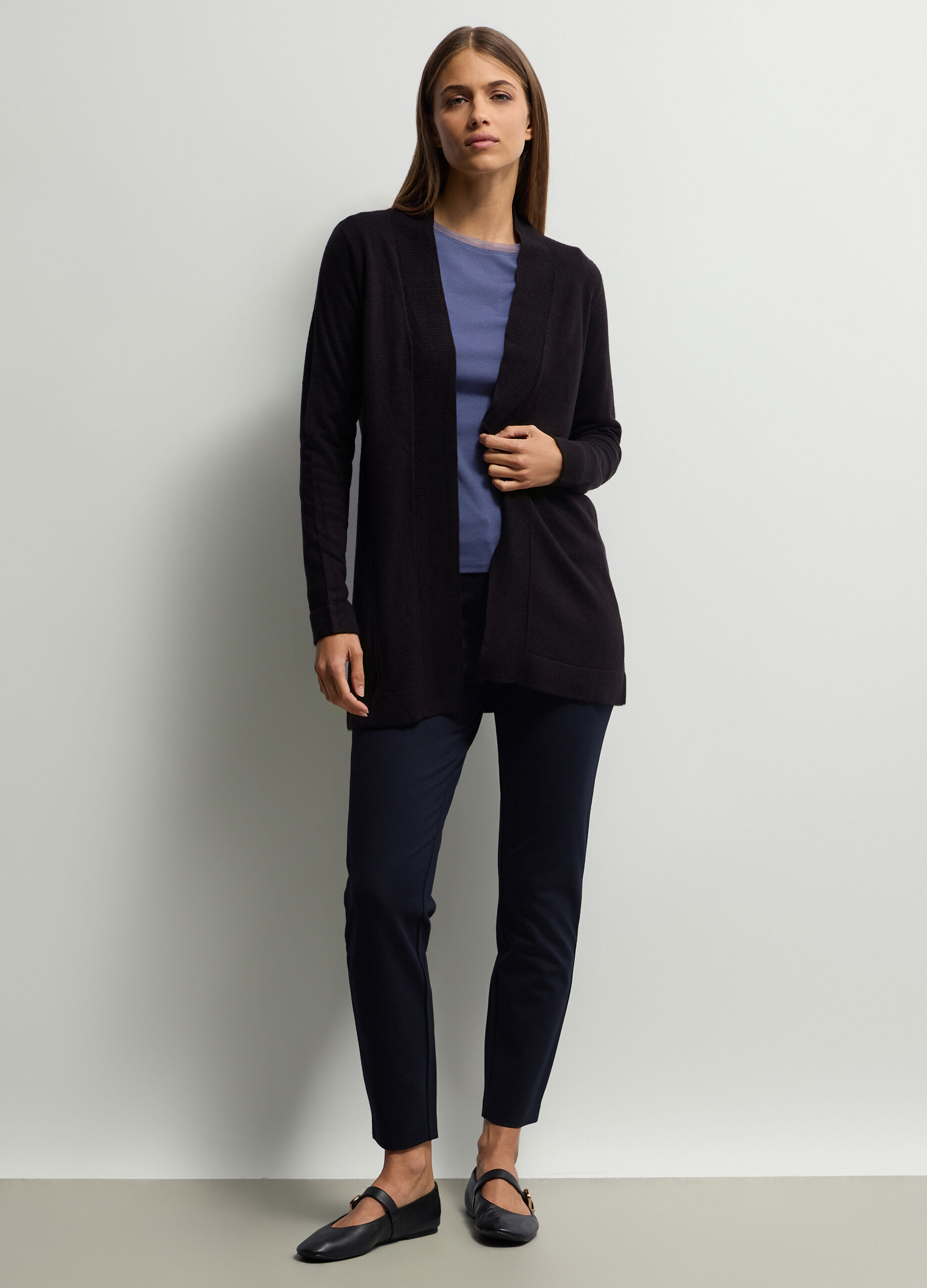 Cardigan lungo Fit Over in maglia rasata donna_0
