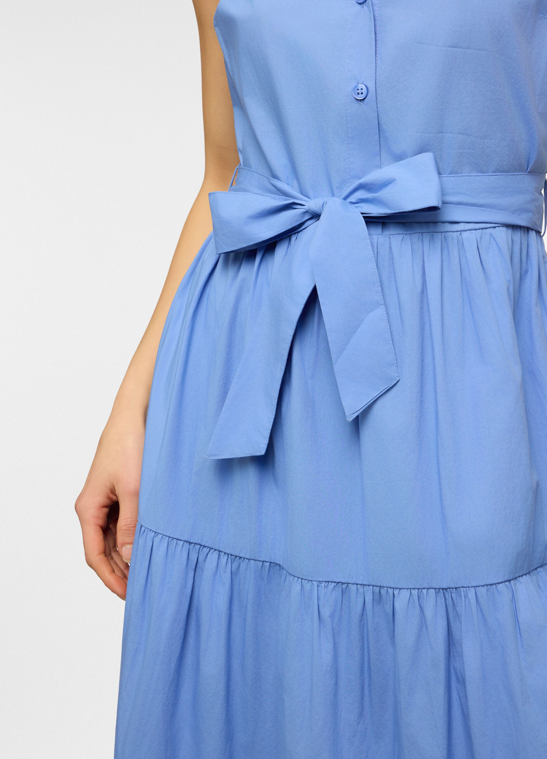 Vestito lungo a balze in popeline di puro cotone donna_2