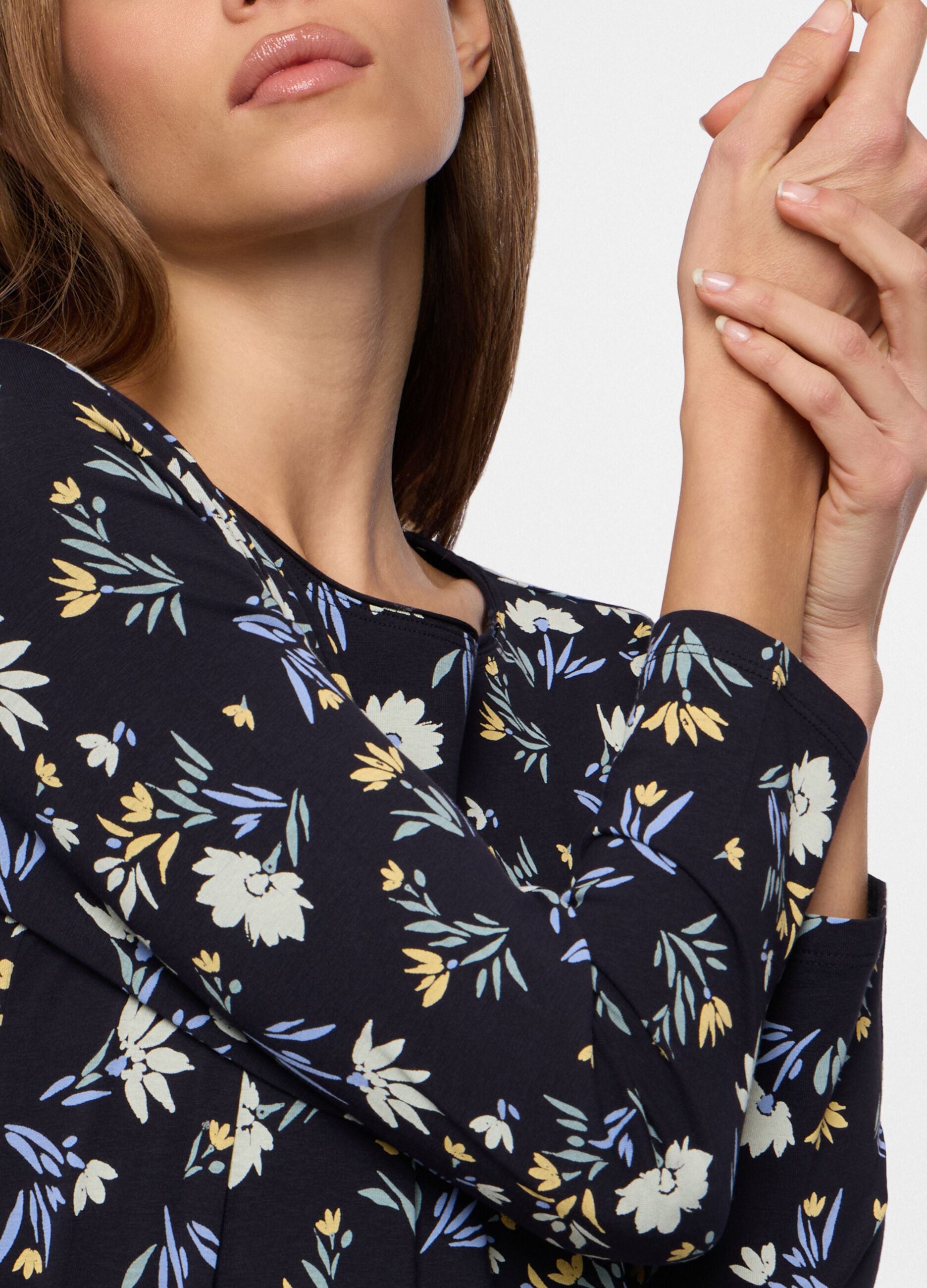 T-shirt con scollo rotondo stretch donna_2